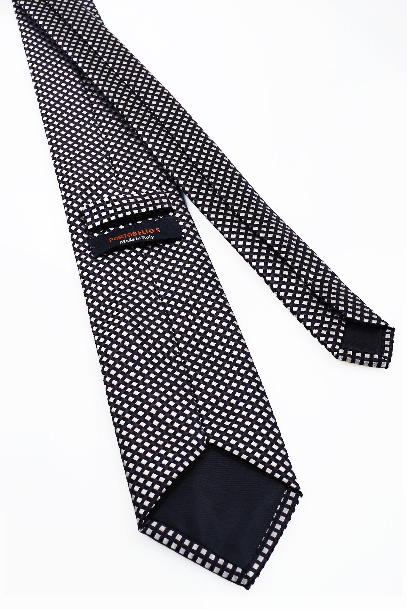 ΑΝΔΡΙΚΗ ΜΕΤΑΞΩΤΗ ΓΡΑΒΑΤΑ ΜΕ ΔΙΑΓΩΝΙΕΣ ΜΑΥΡΕΣ ΡΙΓΕΣ PORTOBELLO'S