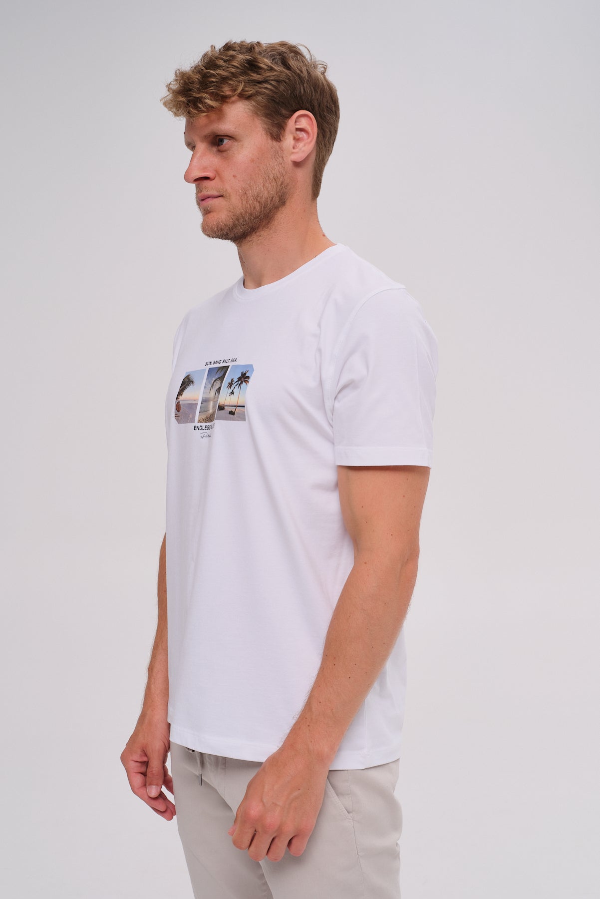 ΑΝΔΡΙΚΟ T-SHIRT PORTOBELLO'S ΛΕΥΚΟ ΜΕ ΣΤΑΜΠΑ