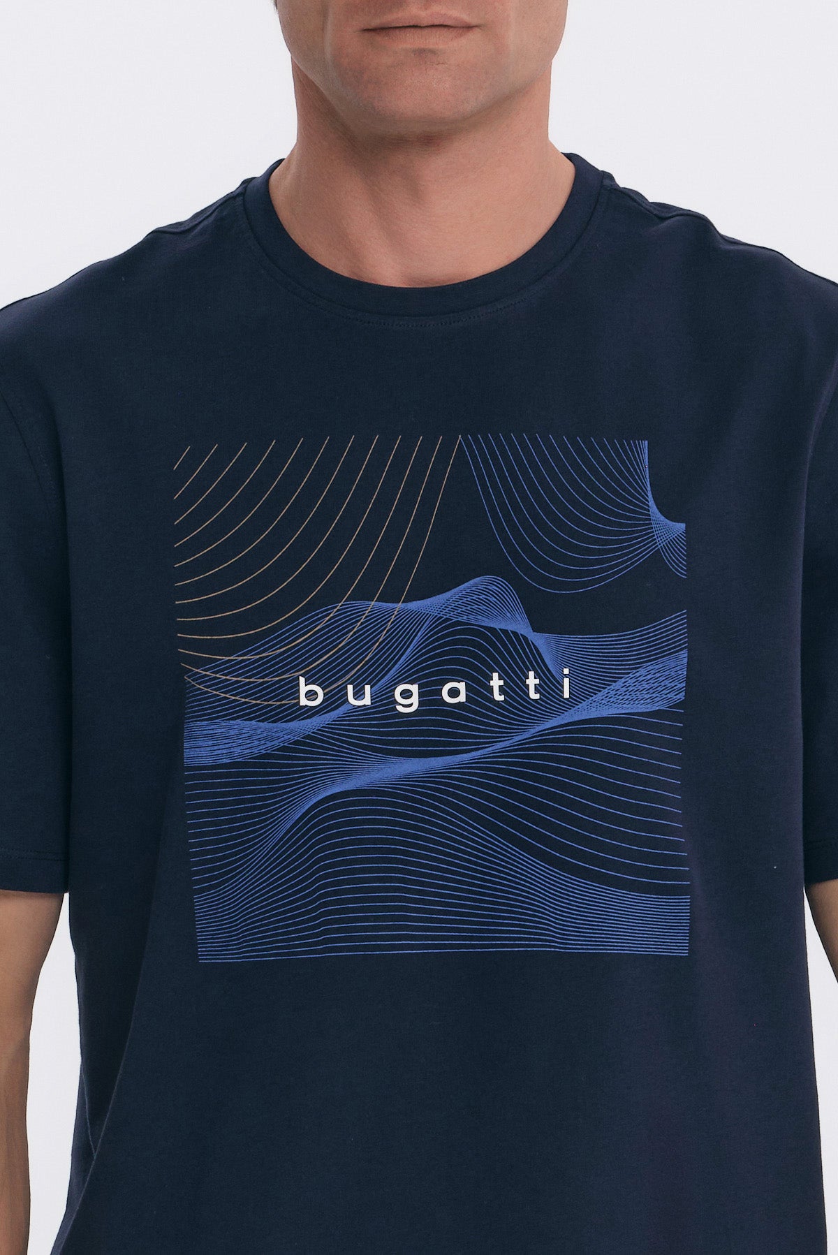 ΑΝΔΡΙΚΟ ΜΠΛΕ ΚΟΝΤΟΜΑΝΙΚΟ T-SHIRT BUGATTI