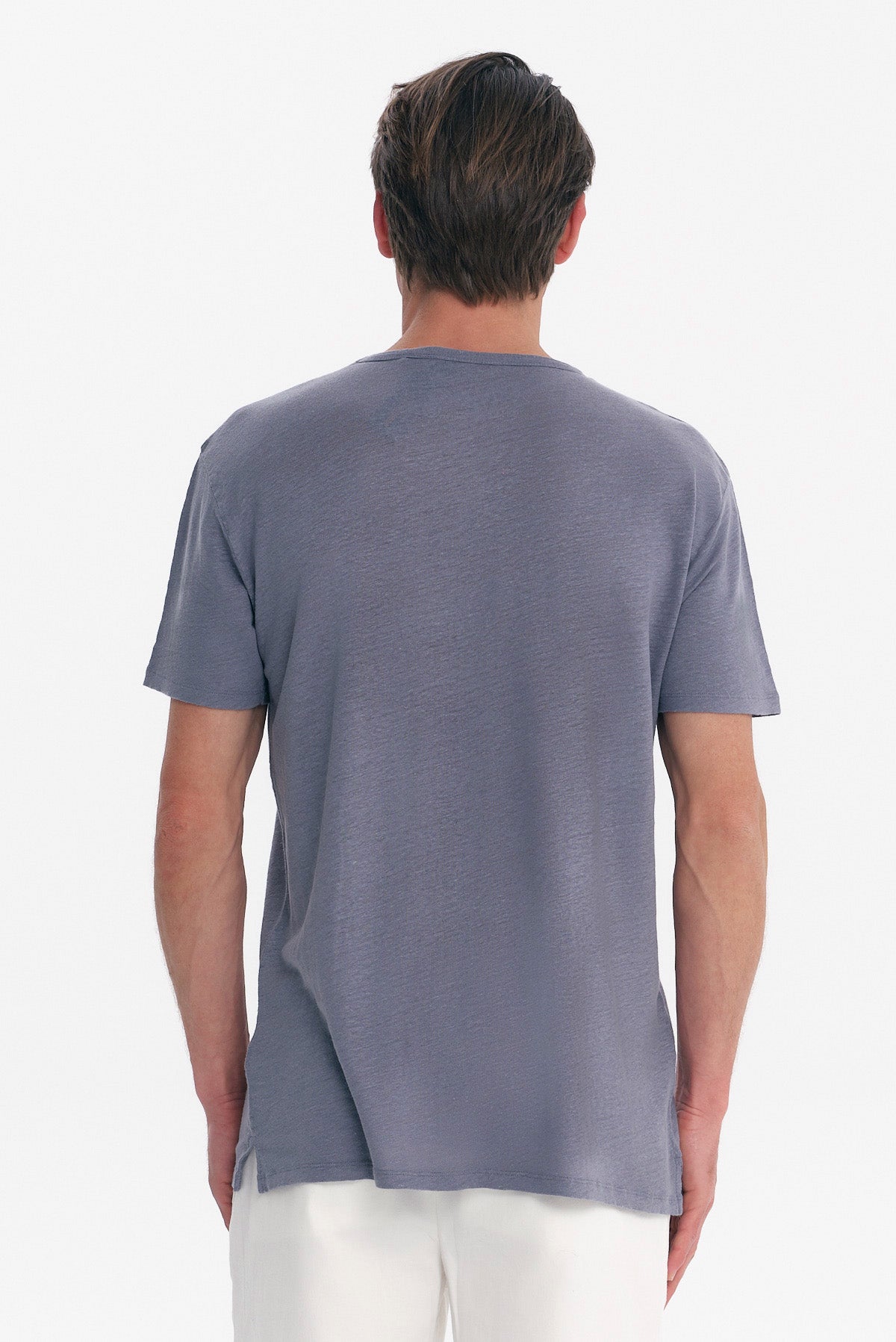 ΑΝΔΡΙΚΟ ΓΚΡΙ ΣΙΕΛ ΚΟΝΤΟΜΑΝΙΚΟ T-SHIRT ΛΙΝΟ REGULAR FIT PORTOBELLO'S