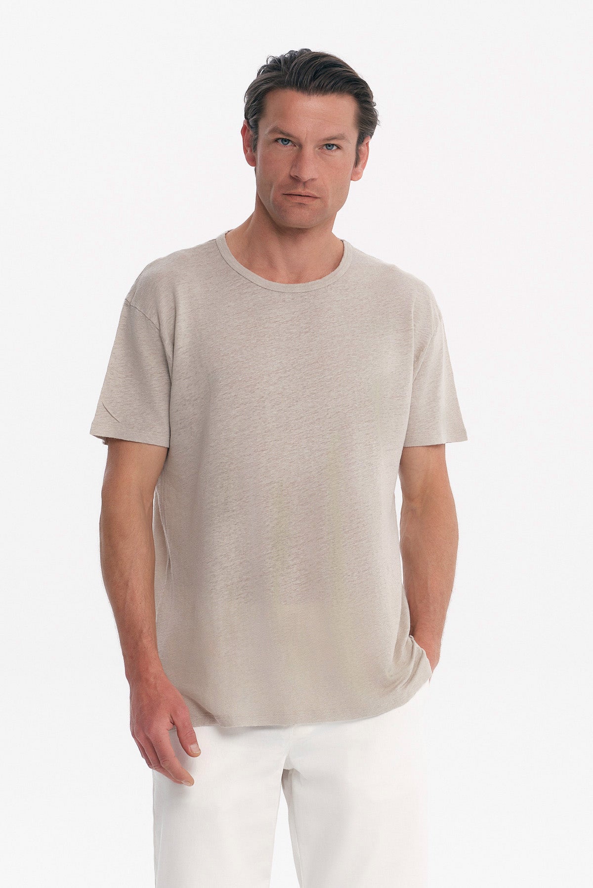 ΑΝΔΡΙΚΟ ΜΠΕΖ ΣΚΟΥΡΟ ΚΟΝΤΟΜΑΝΙΚΟ T-SHIRT ΛΙΝΟ REGULAR FIT PORTOBELLO'S