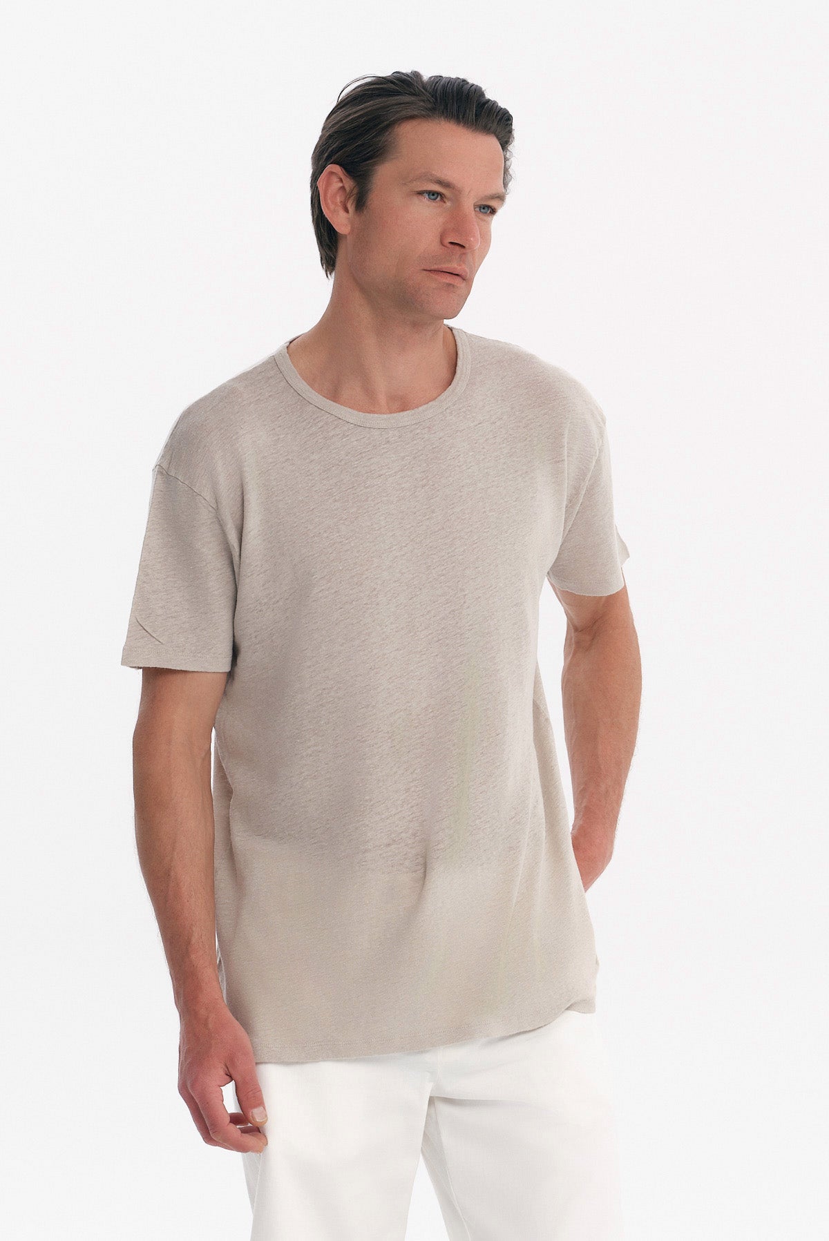 ΑΝΔΡΙΚΟ ΜΠΕΖ ΣΚΟΥΡΟ ΚΟΝΤΟΜΑΝΙΚΟ T-SHIRT ΛΙΝΟ REGULAR FIT PORTOBELLO'S