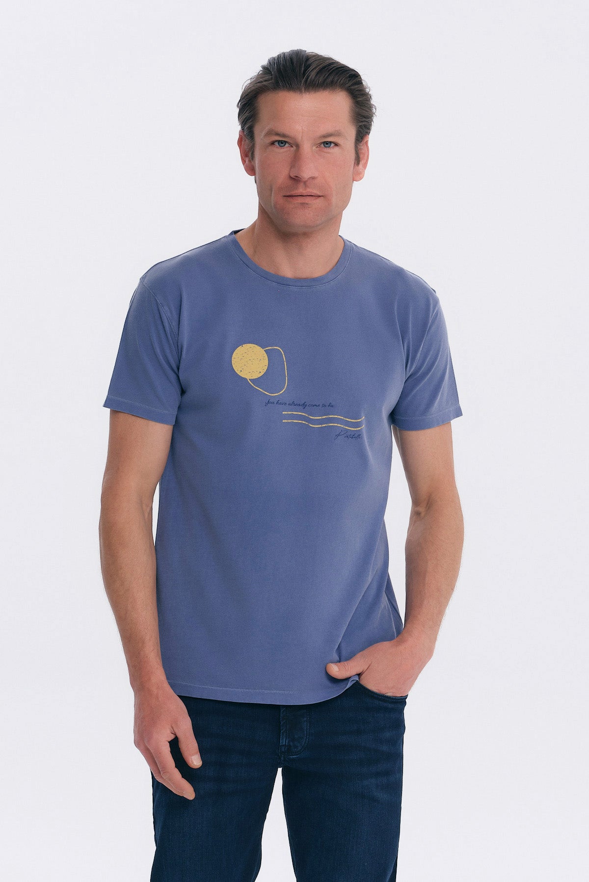ΑΝΔΡΙΚΟ INDIGO ΚΟΝΤΟΜΑΝΙΚΟ T-SHIRT ΜΕ ΣΤΑΜΠΑ ΣΤΟ ΣΤΗΘΟΣ PORTOBELLO'S