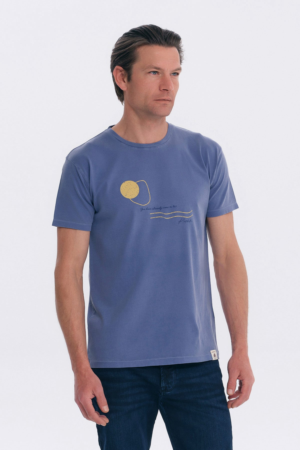 ΑΝΔΡΙΚΟ INDIGO ΚΟΝΤΟΜΑΝΙΚΟ T-SHIRT ΜΕ ΣΤΑΜΠΑ ΣΤΟ ΣΤΗΘΟΣ PORTOBELLO'S