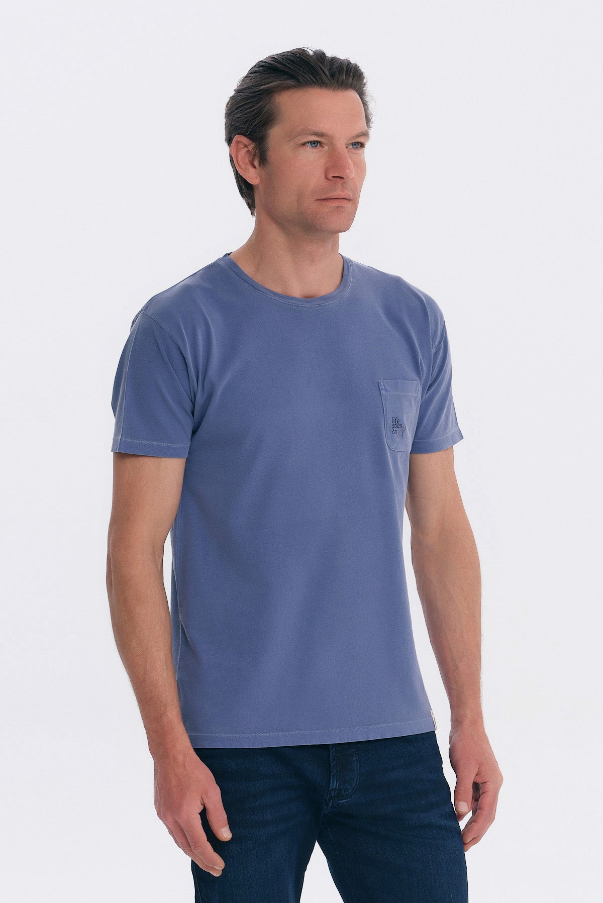 ΑΝΔΡΙΚΟ INDIGO ΚΟΝΤΟΜΑΝΙΚΟ T-SHIRT PORTOBELLO'S ΜΕ ΤΣΕΠΗ ΣΤΟ ΣΤΗΘΟΣ