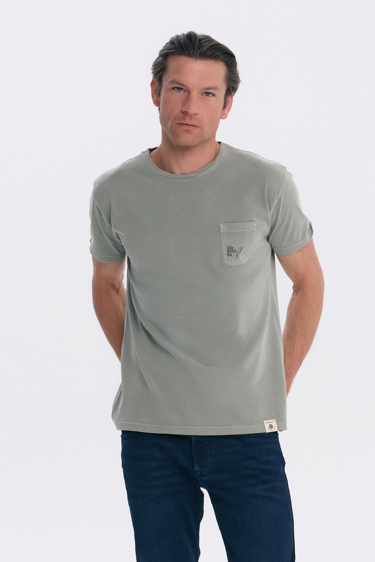 ΑΝΔΡΙΚΟ ΛΑΔΙ ΑΝΟΙΚΤΟ ΚΟΝΤΟΜΑΝΙΚΟ T-SHIRT PORTOBELLO'S ΜΕ ΤΣΕΠΗ ΣΤΟ ΣΤΗΘΟΣ