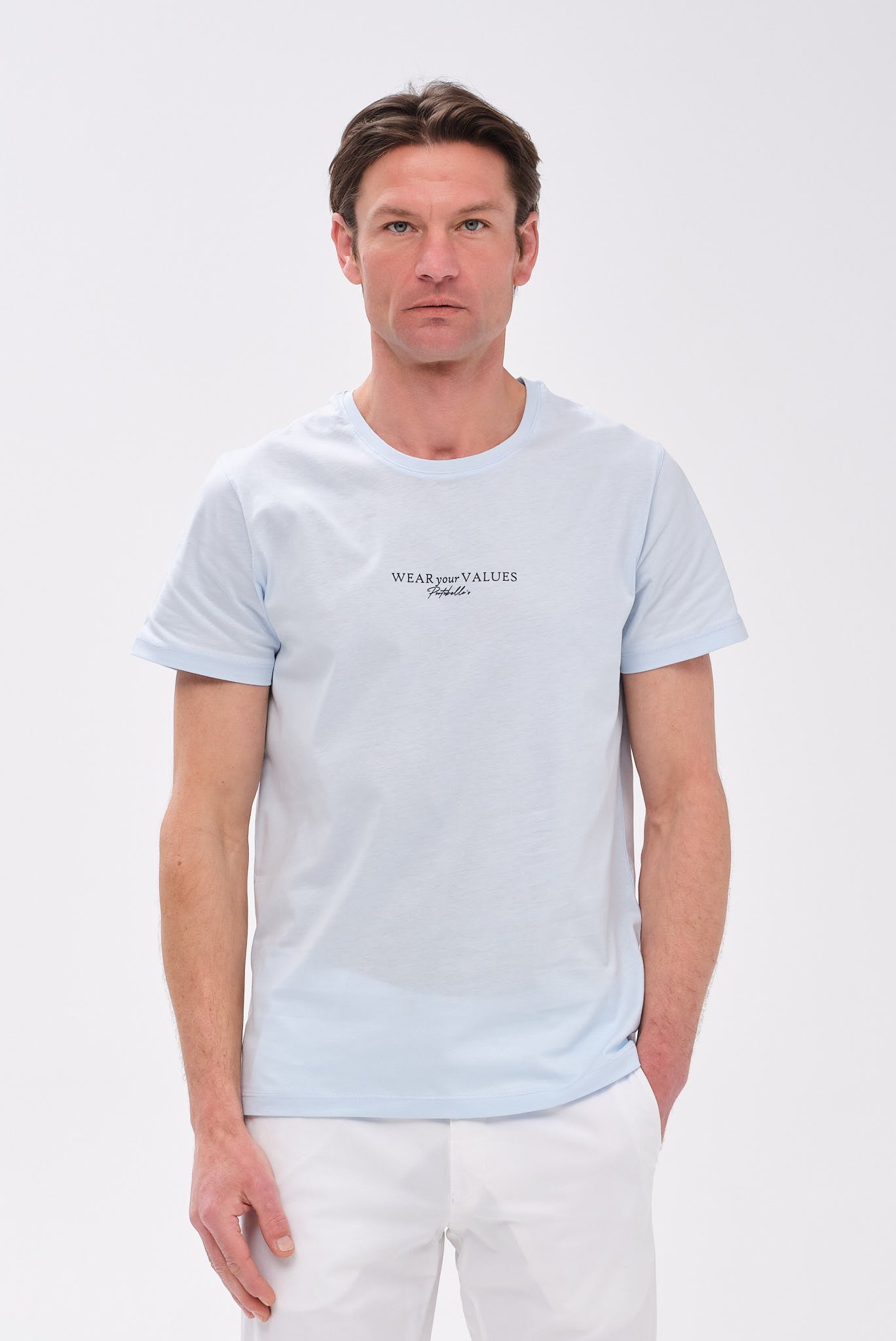 PORTOBELLO'S SIGNATURE ΣΙΕΛ T-SHIRT "WEAR YOUR VALUES" EDITION