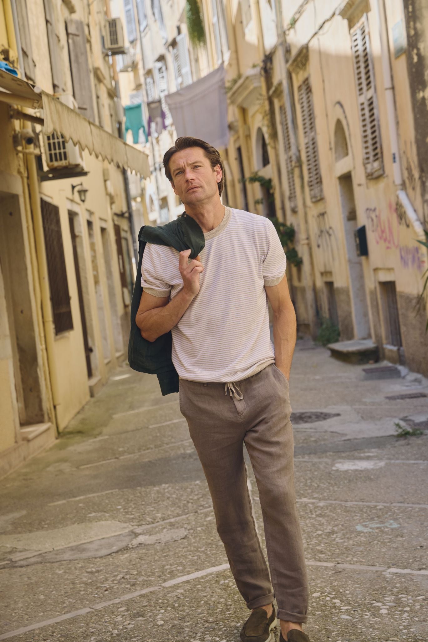 ΑΝΔΡΙΚΟ ΜΠΕΖ ΣΚΟΥΡΟ ΡΙΓΕ Τ-SHIRT PORTOBELLO'S REGULAR FIT