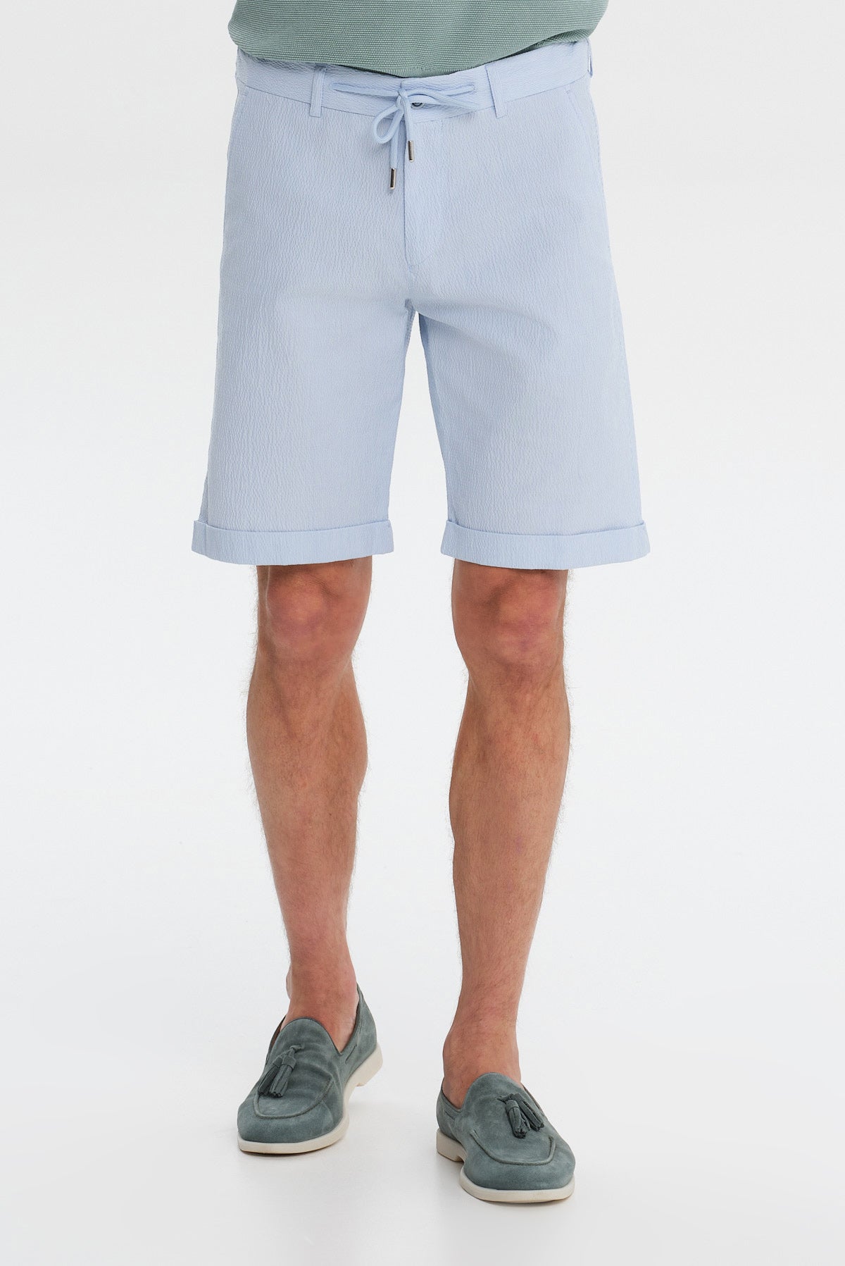 ΑΝΔΡΙΚΗ ΣΙΕΛ ΒΕΡΜΟΥΔΑ CHINOS SLIM FIT PORTOBELLO'S ΜΕ ΚΟΡΔΟΝΙ