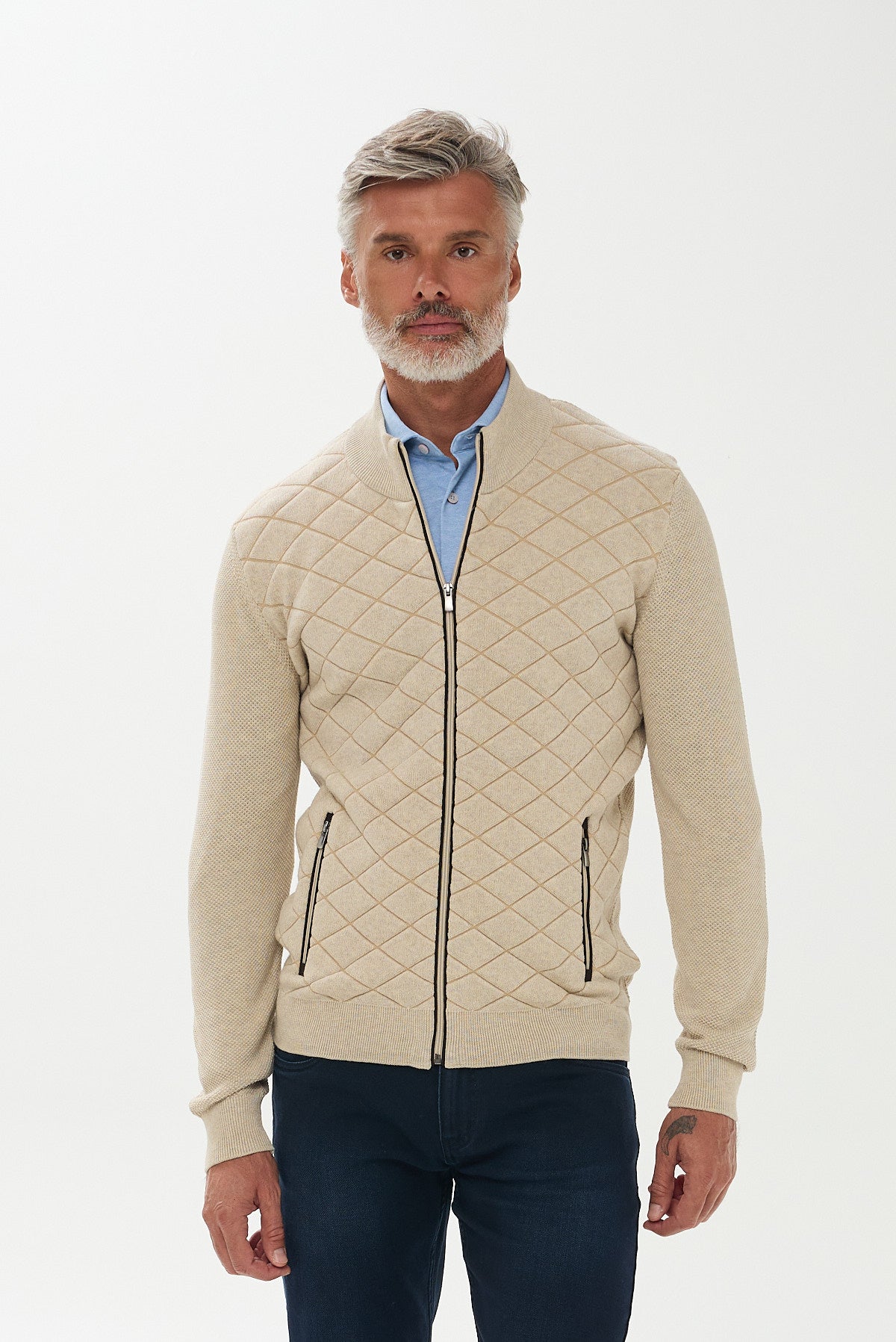 ΑΝΔΡΙΚΗ ΜΠΕΖ ΖΑΚΕΤΑ CARDIGAN PORTOBELLO'S ΜΕ ΚΑΠΙΤΟΝΕ ΣΧΕΔΙΟ REGULAR FIT