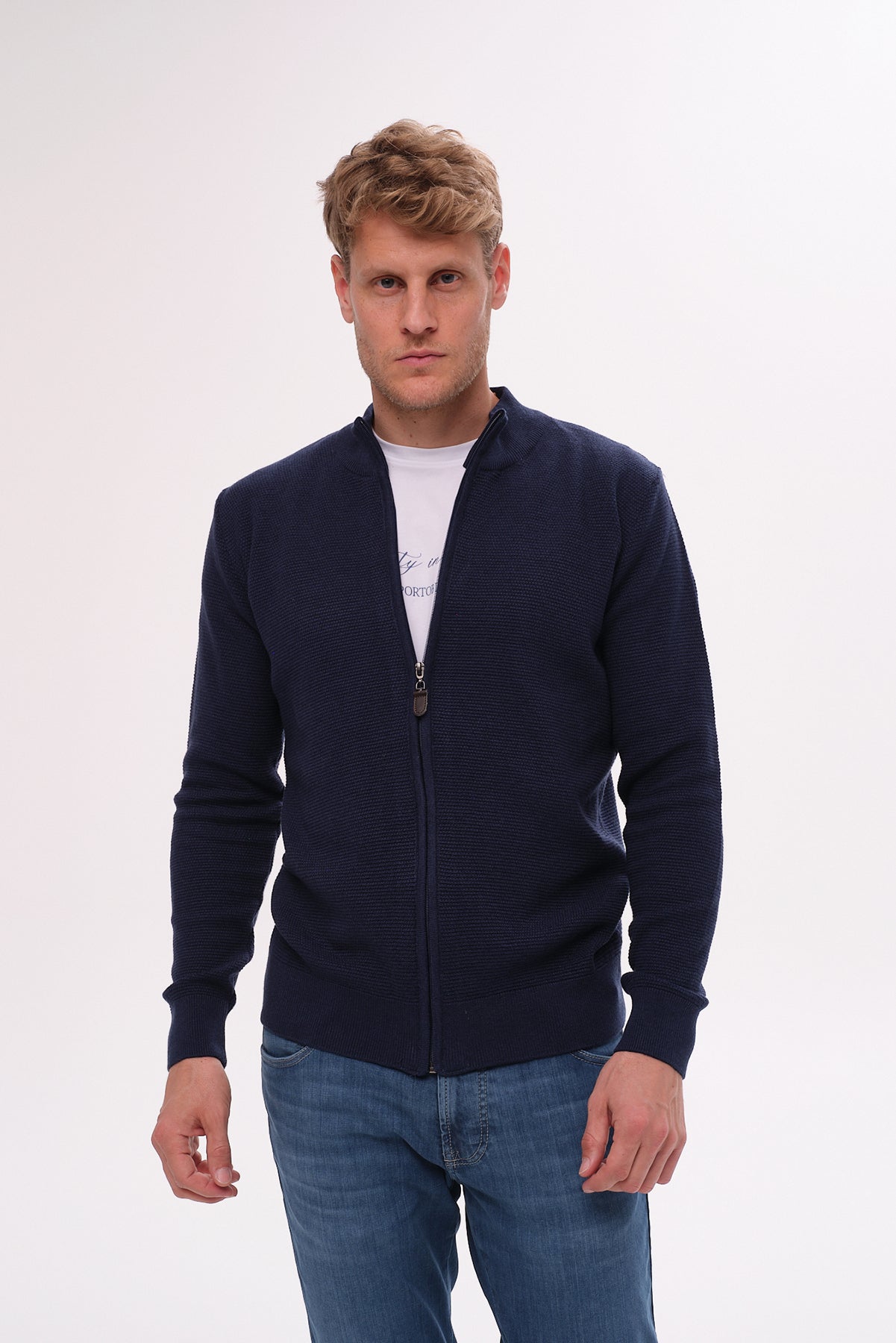 ΑΝΔΡΙΚΗ ΜΠΛΕ ΖΑΚΕΤΑ CARDIGAN PORTOBELLO'S ΜΕ ΜΙΚΡΟΣΧΕΔΙΟ