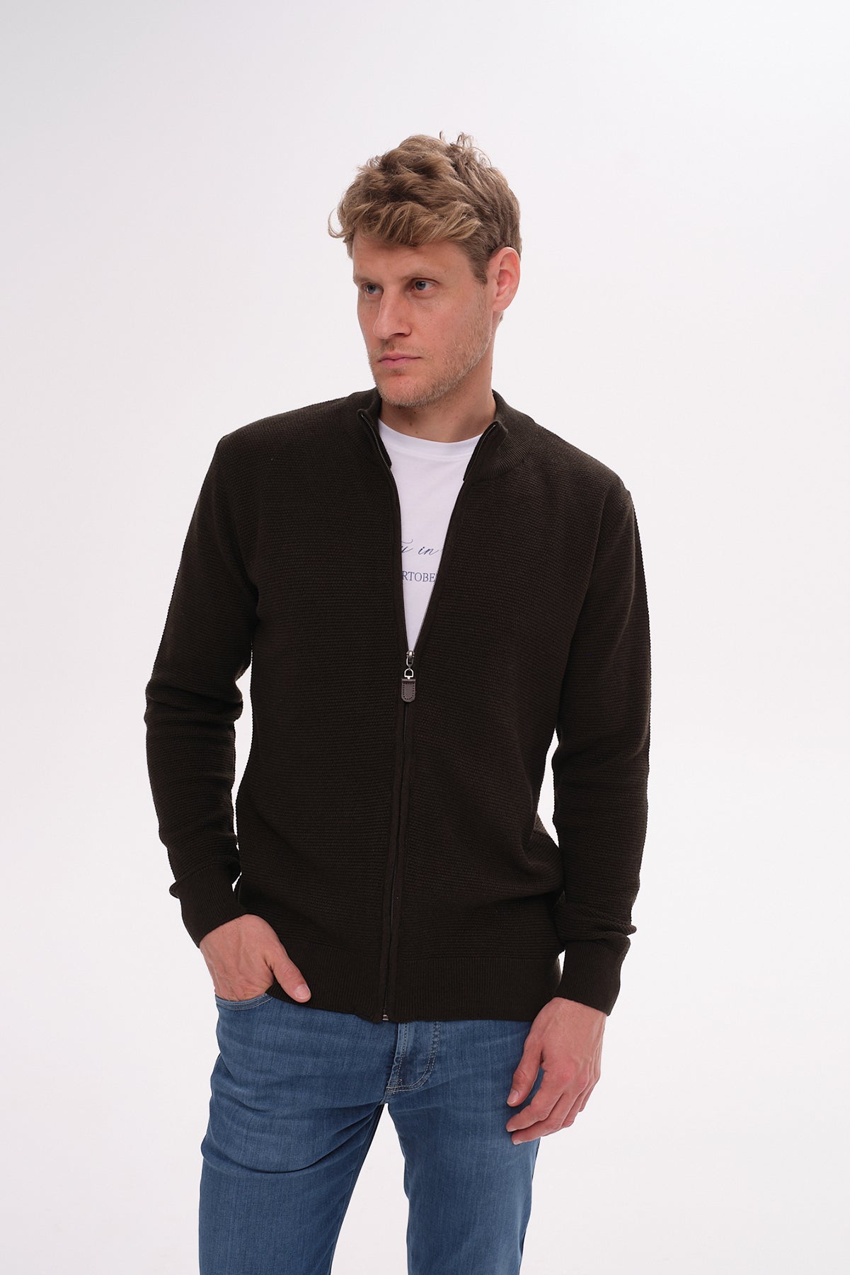 ΑΝΔΡΙΚΗ ΛΑΔΙ ΖΑΚΕΤΑ CARDIGAN PORTOBELLO'S ΜΕ ΜΙΚΡΟΣΧΕΔΙΟ