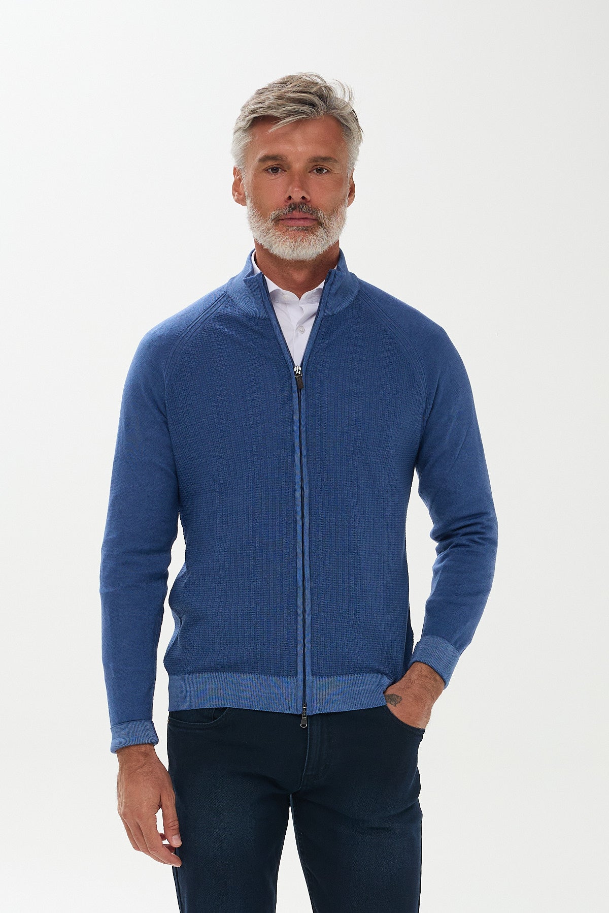 ΑΝΔΡΙΚΗ ΜΑΛΛΙΝΗ ΖΑΚΕΤΑ CARDIGAN PORTOBELLO'S ΣΕ INDIGO ΧΡΩΜΑ REGULAR FIT