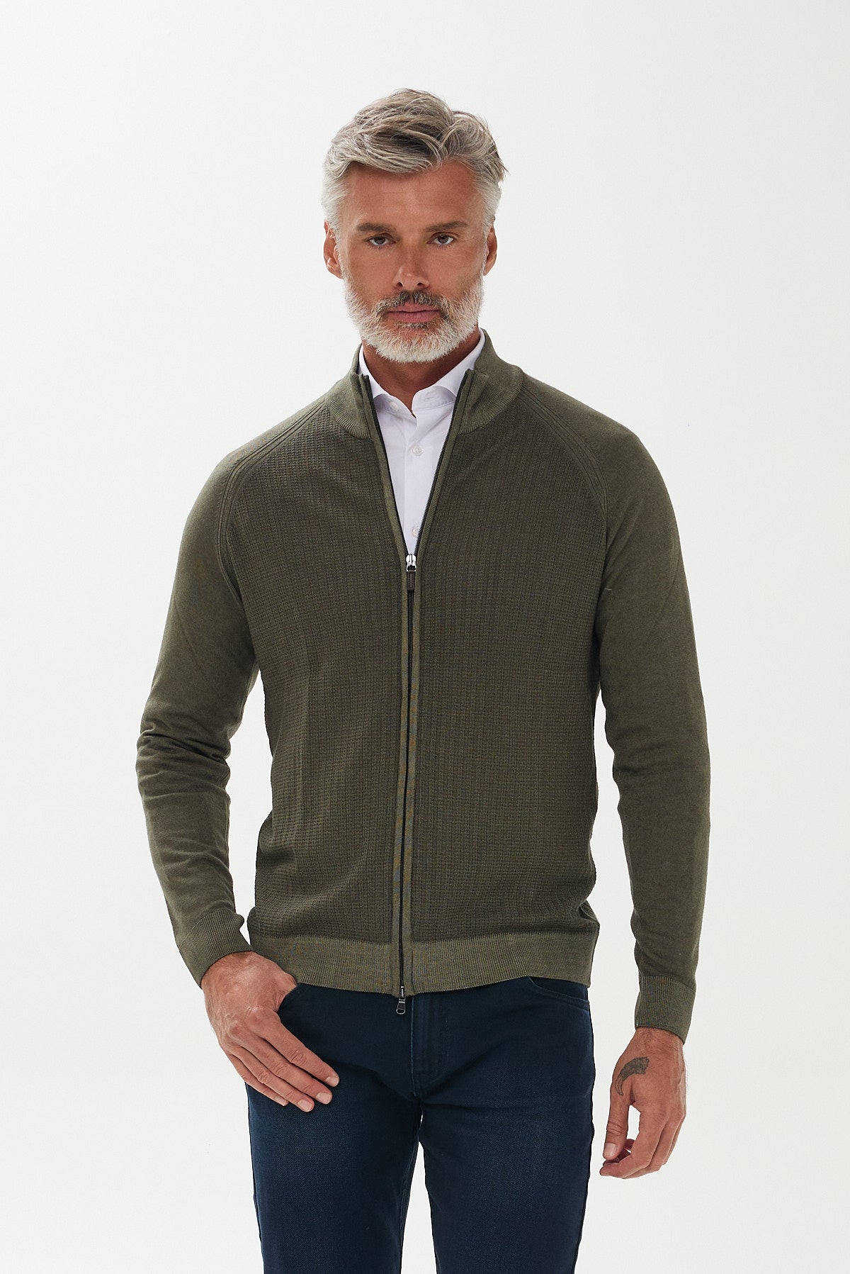 ΑΝΔΡΙΚΗ ΜΑΛΛΙΝΗ ΖΑΚΕΤΑ CARDIGAN PORTOBELLO'S ΣΕ ΛΑΔΙ ΧΡΩΜΑ REGULAR FIT