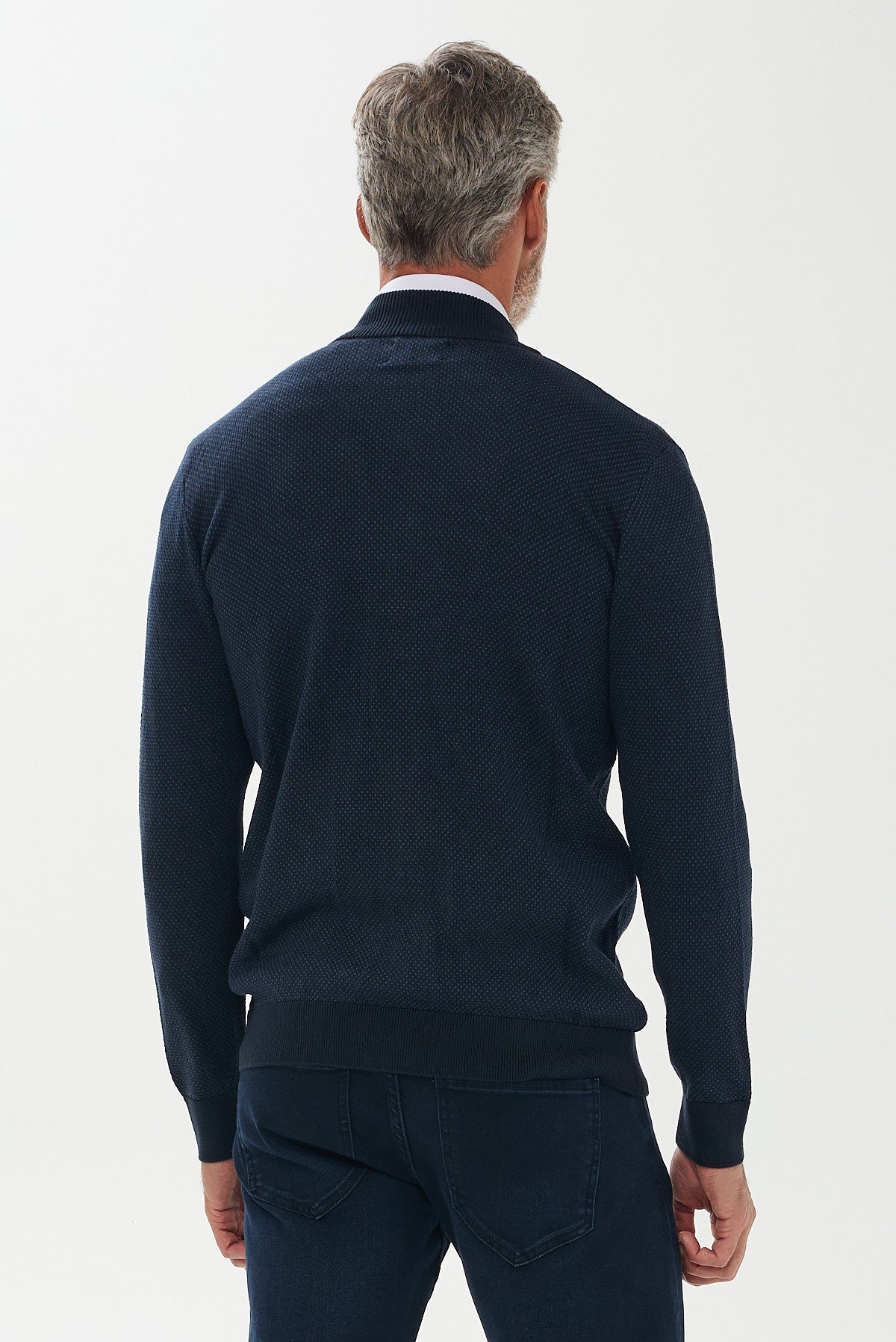 ΑΝΔΡΙΚΗ ΖΑΚΕΤΑ CARDIGAN PORTOBELLO'S ΣΕ ΑΠΟΧΡΩΣΗ INDIGO ΜΕ ΜΙΚΡΟΣΧΕΔΙΟ REGULAR FIT