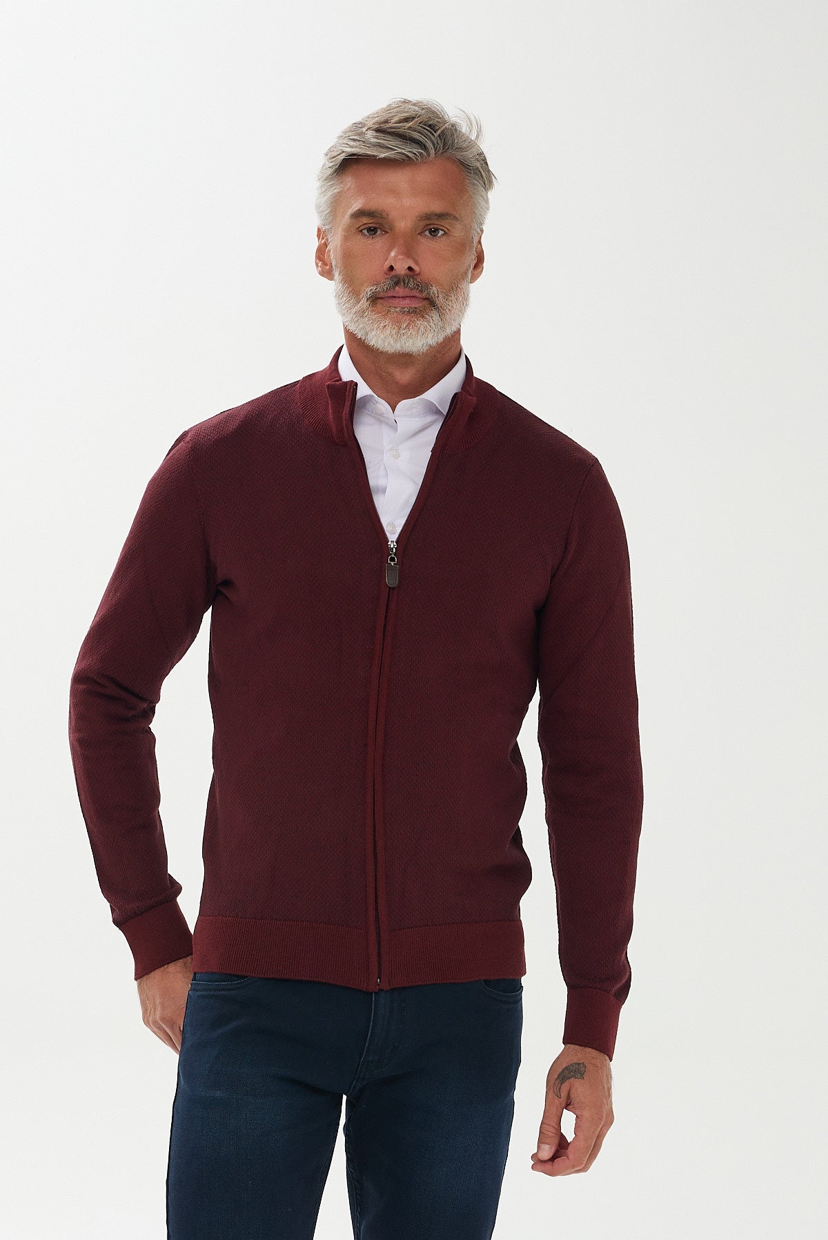 ΑΝΔΡΙΚΗ ΖΑΚΕΤΑ CARDIGAN PORTOBELLO'S ΣΕ ΑΠΟΧΡΩΣΗ ΚΟΚΚΙΝΟ ΜΠΛΕ ΜΕ ΜΙΚΡΟΣΧΕΔΙΟ REGULAR FIT