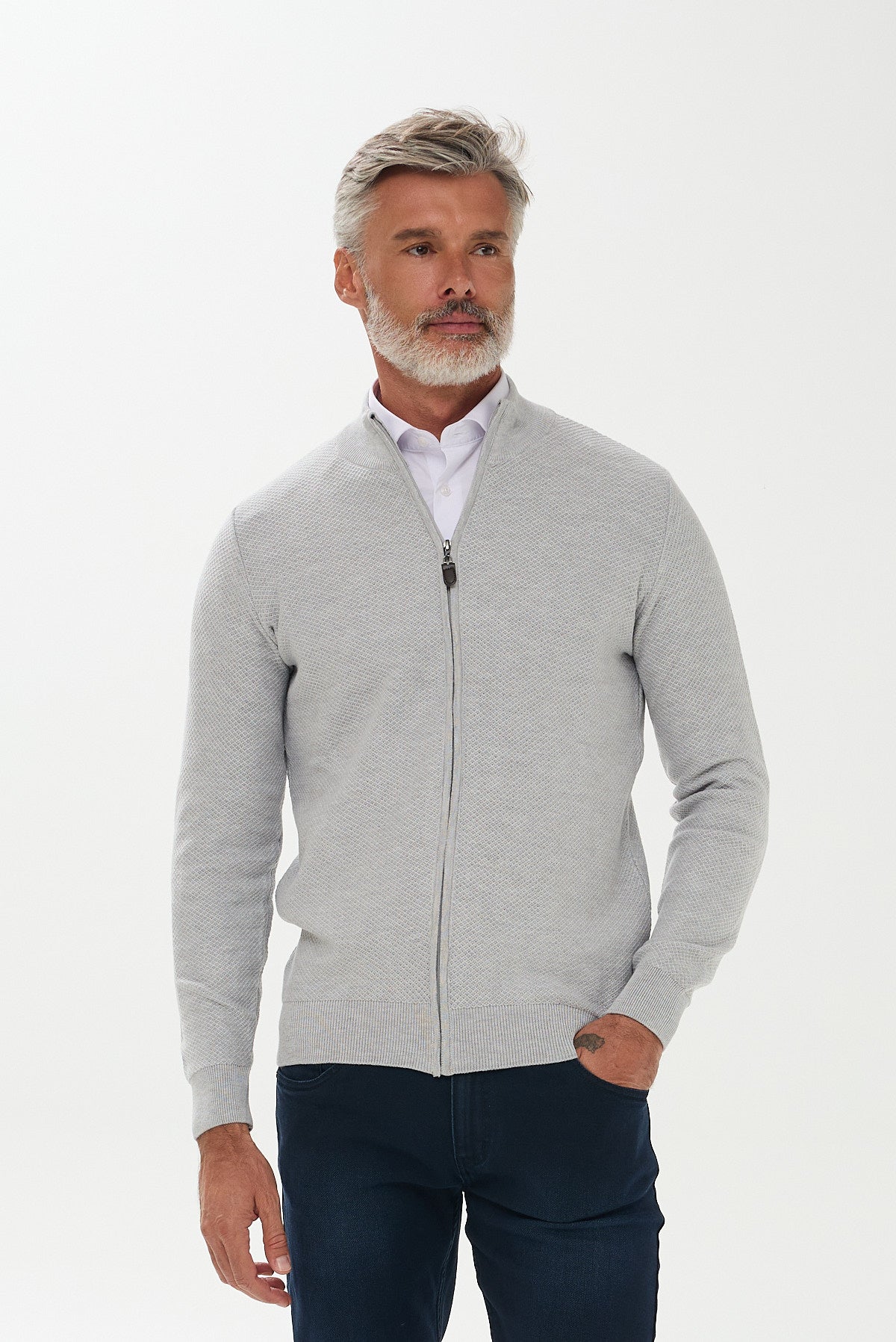 ΑΝΔΡΙΚΗ ΖΑΚΕΤΑ CARDIGAN PORTOBELLO'S ΣΕ ΓΚΡΙ ΑΝΟΙΧΤΟ ΧΡΩΜΑ REGULAR FIT