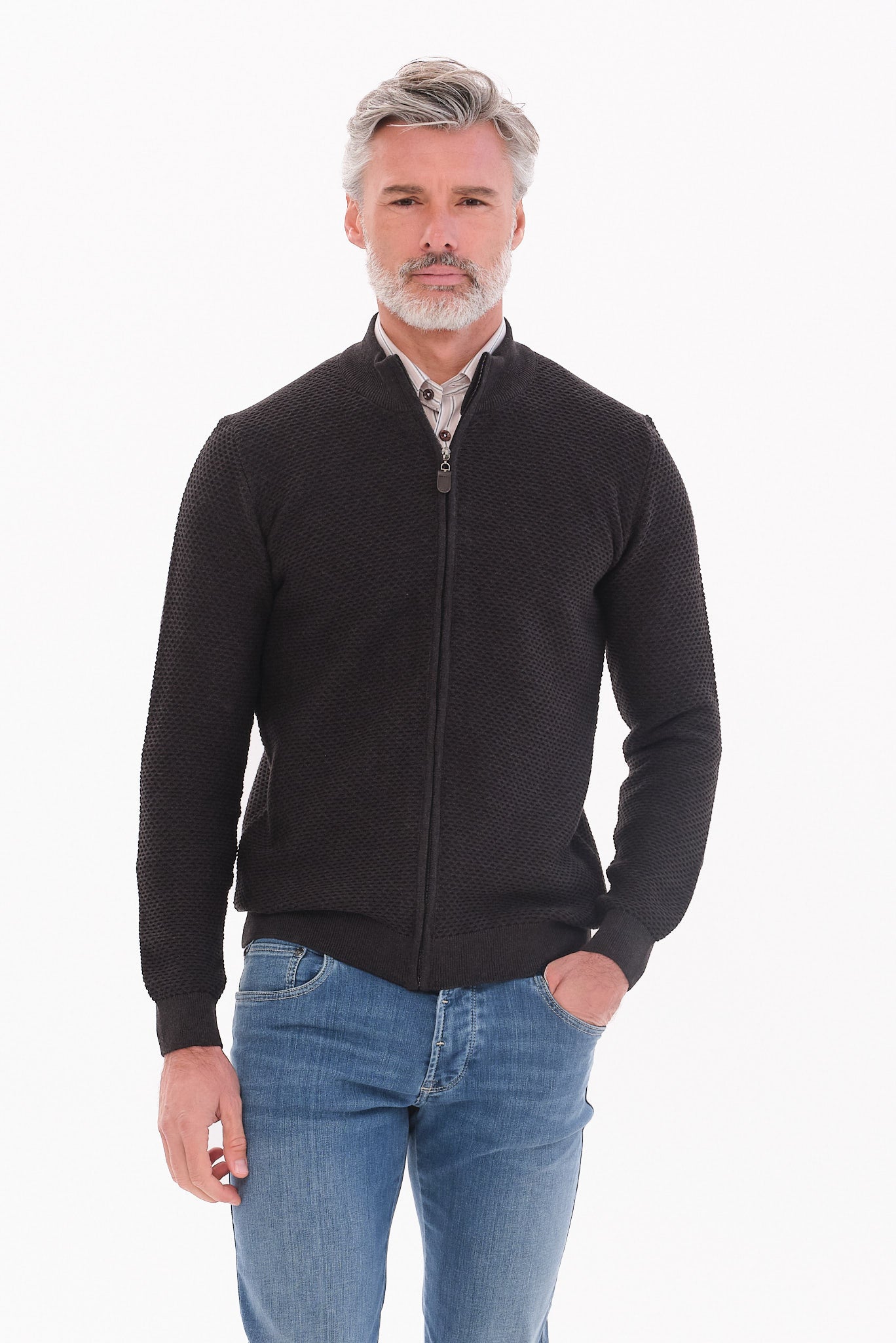 ΑΝΔΡΙΚΗ ΖΑΚΕΤΑ ΣΤΟ ΧΡΩΜΑ ΤΟΥ ΓΡΑΦΙΤΗ CARDIGAN LES GENT'S REGULAR FIT