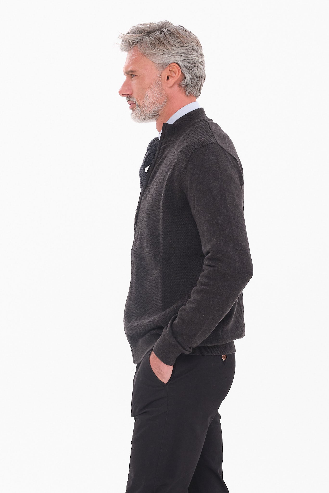 ΑΝΔΡΙΚΗ ΖΑΚΕΤΑ ΣΤΟ ΧΡΩΜΑ ΤΟΥ ΓΡΑΦΙΤΗ CARDIGAN LES GENT'S REGULAR FIT ΜΕ ΜΙΚΡΟΣΧΕΔΙΟ