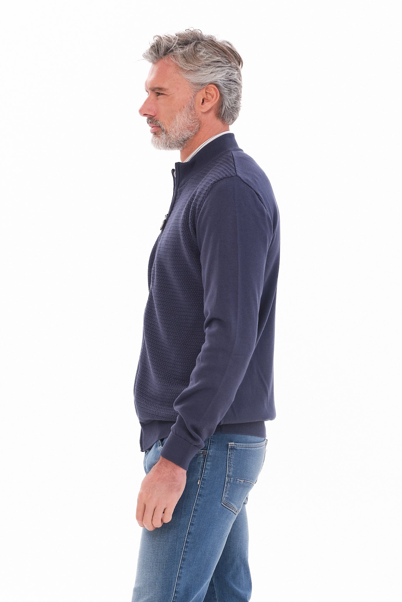 ΑΝΔΡΙΚΗ ΖΑΚΕΤΑ ΜΠΛΕ CARDIGAN LES GENT'S REGULAR FIT ΜΕ ΜΙΚΡΟΣΧΕΔΙΟ