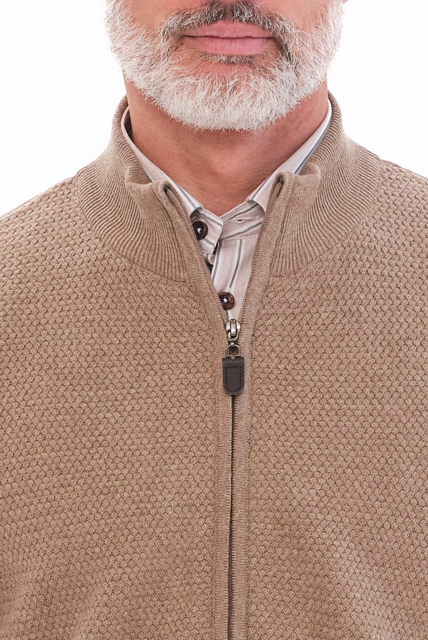 ΑΝΔΡΙΚΗ ΖΑΚΕΤΑ ΜΠΕΖ ΣΚΟΥΡΟ CARDIGAN LES GENT'S REGULAR FIT ΜΕ ΜΙΚΡΟΣΧΕΔΙΟ