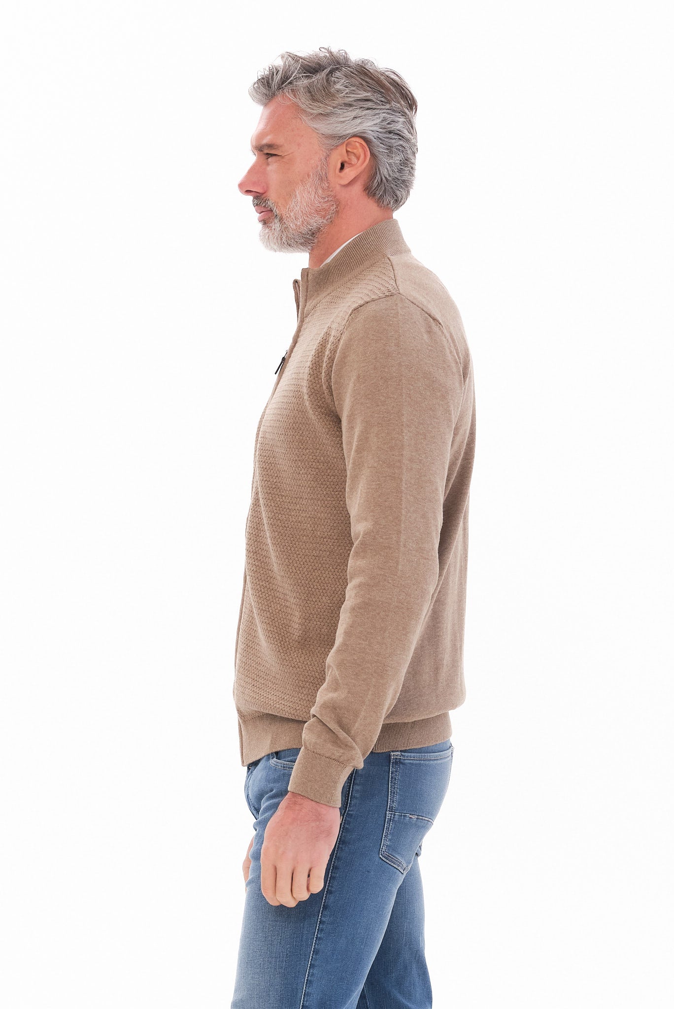 ΑΝΔΡΙΚΗ ΖΑΚΕΤΑ ΜΠΕΖ ΣΚΟΥΡΟ CARDIGAN LES GENT'S REGULAR FIT ΜΕ ΜΙΚΡΟΣΧΕΔΙΟ