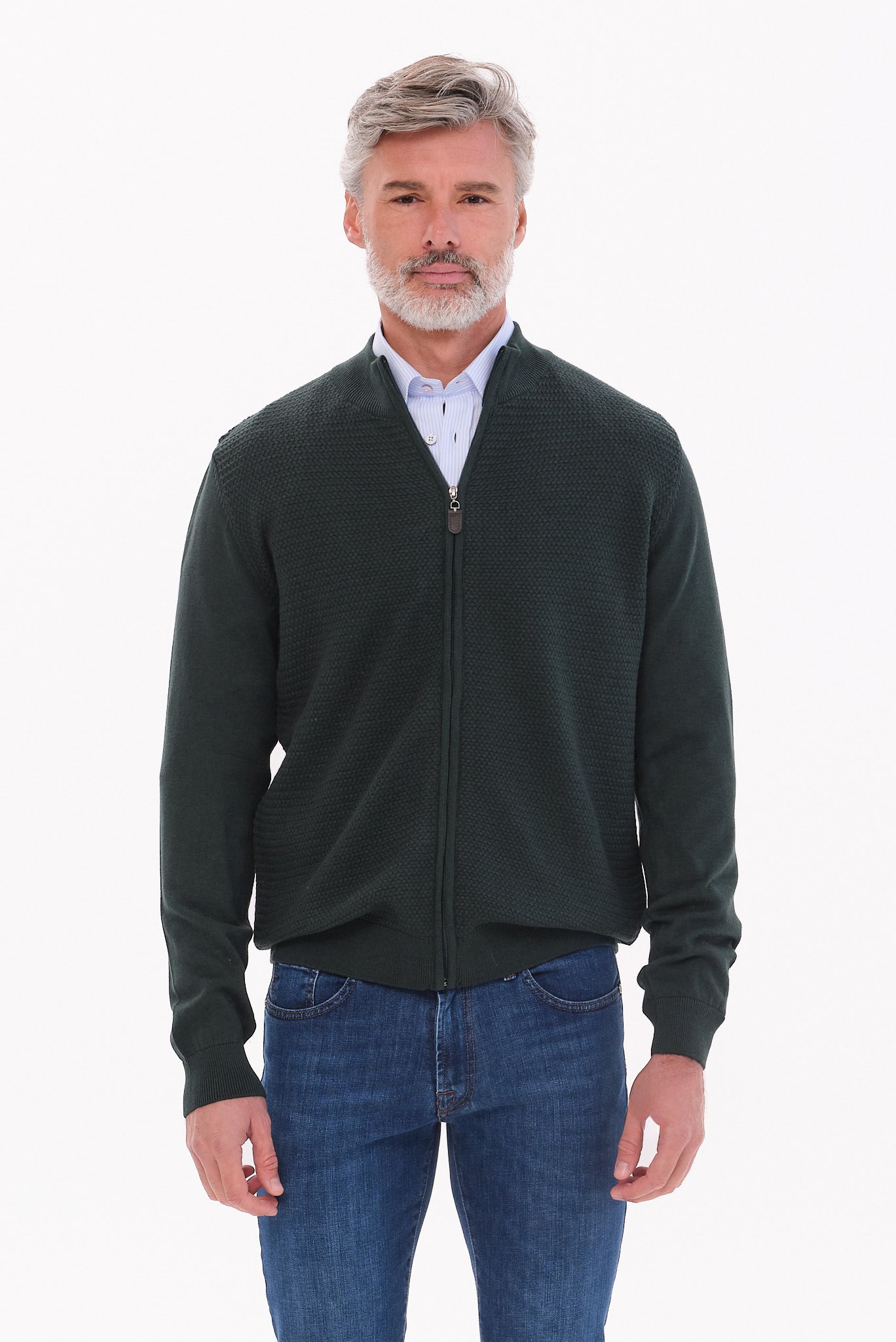 ΑΝΔΡΙΚΗ ΖΑΚΕΤΑ ΠΡΑΣΙΝΟ CARDIGAN LES GENT'S REGULAR FIT ΜΕ ΜΙΚΡΟΣΧΕΔΙΟ