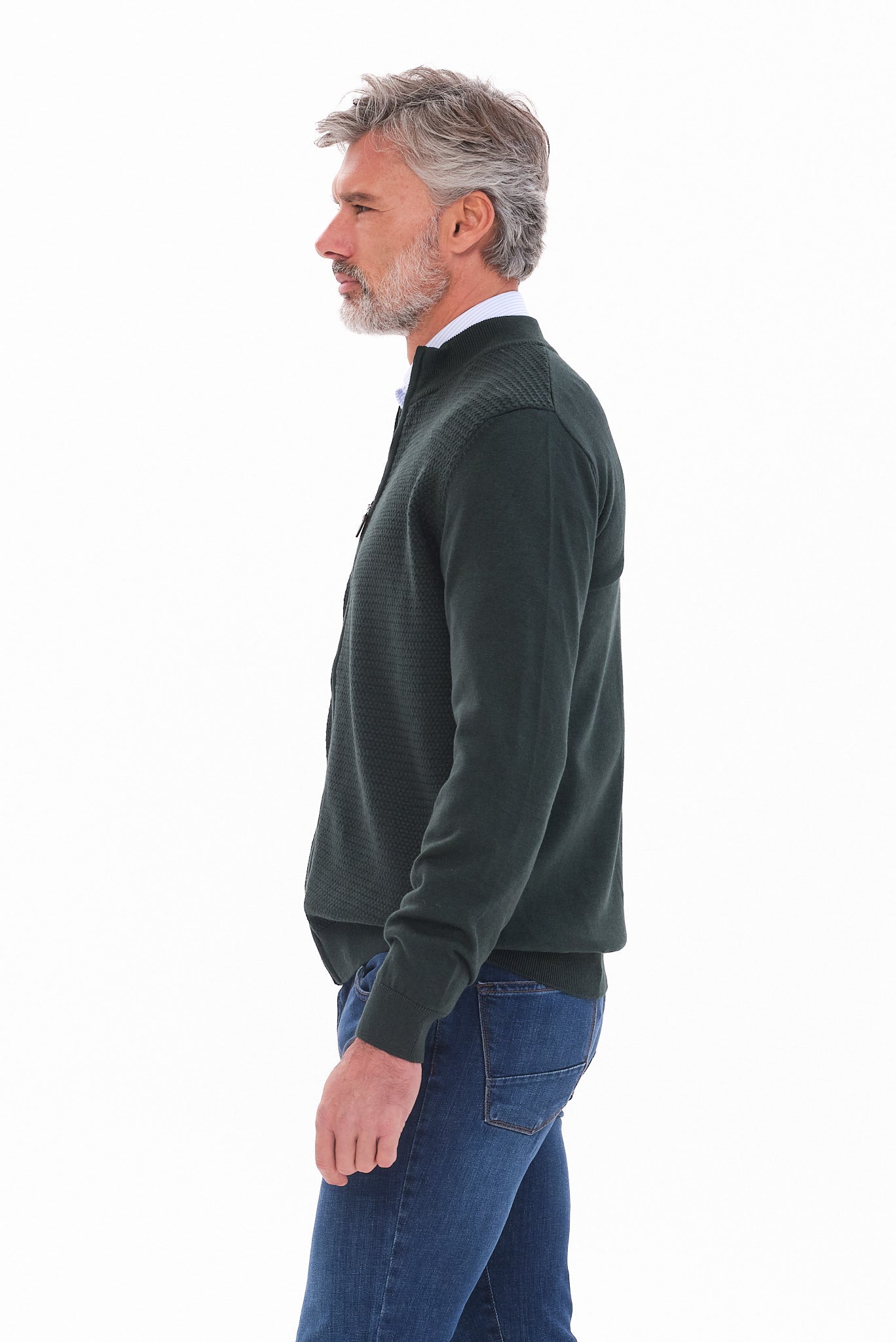 ΑΝΔΡΙΚΗ ΖΑΚΕΤΑ ΠΡΑΣΙΝΟ CARDIGAN LES GENT'S REGULAR FIT ΜΕ ΜΙΚΡΟΣΧΕΔΙΟ