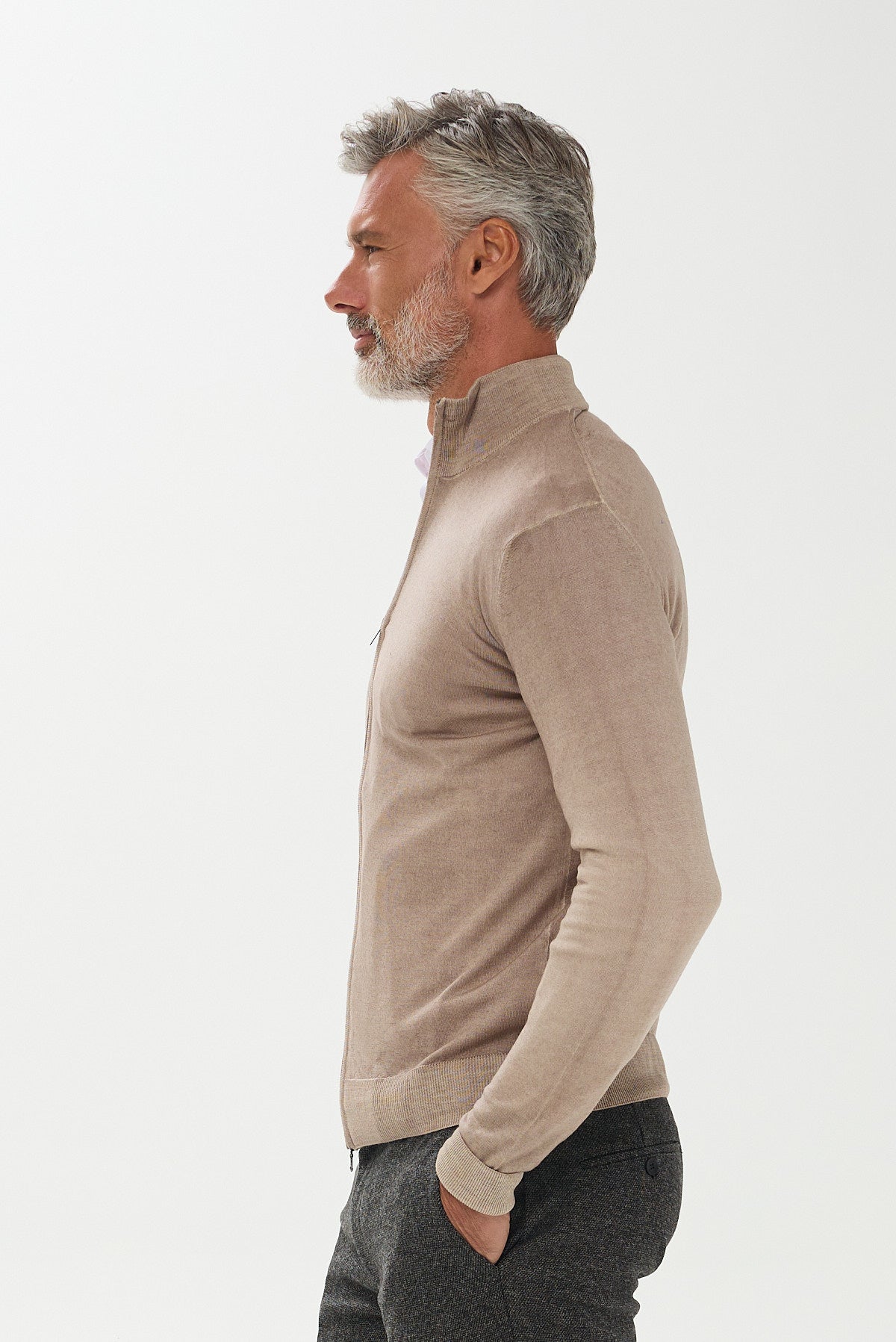 ΑΝΔΡΙΚΗ ΜΑΛΛΙΝΗ ΖΑΚΕΤΑ CARDIGAN ΣΕ ΜΠΕΖ ΣΚΟΥΡΟ ΧΡΩΜΑ PORTOBELLO'S REGULAR FIT