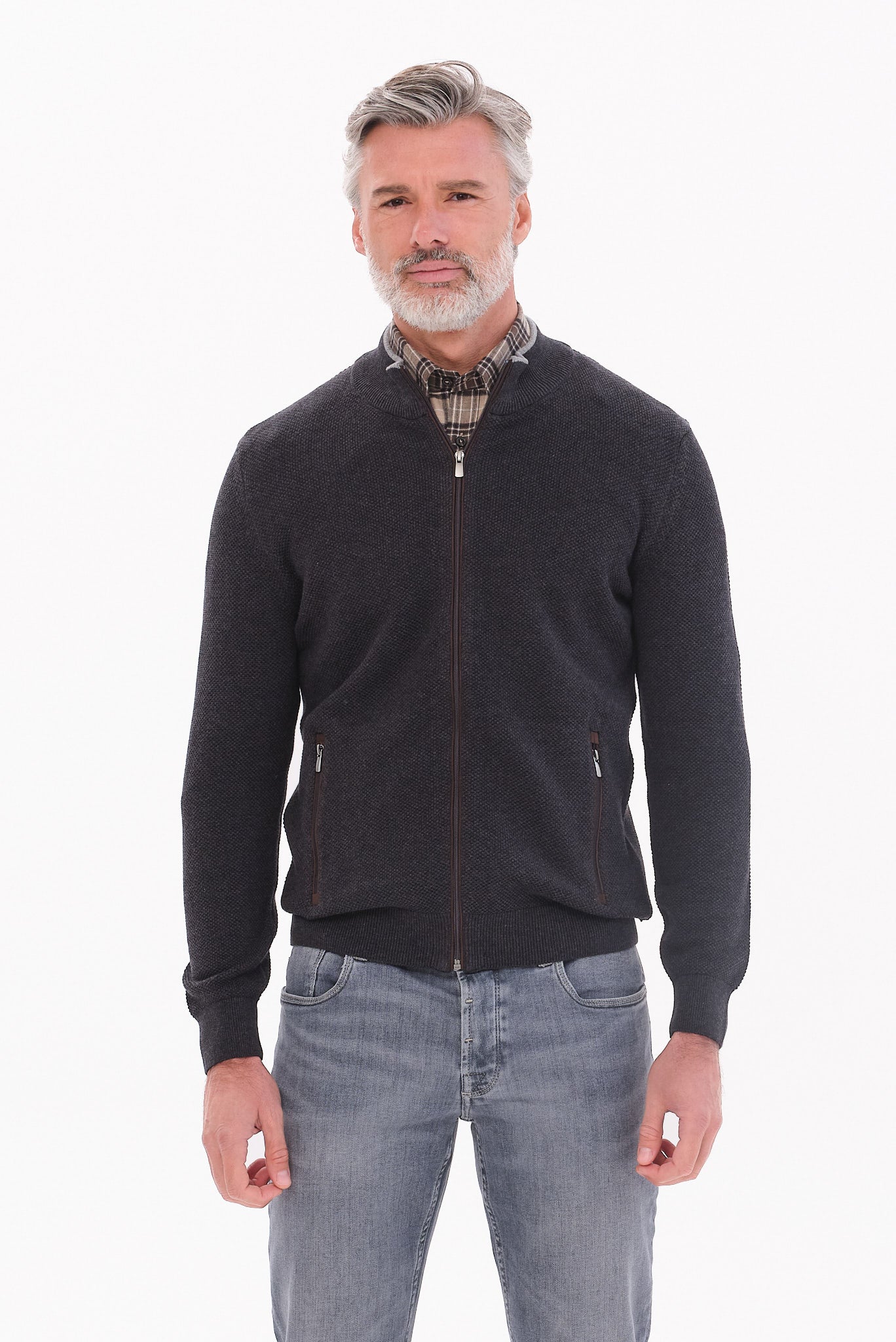 ΑΝΔΡΙΚΗ ΖΑΚΕΤΑ CARDIGAN PORTOBELLO'S ΣΤΟ ΧΡΩΜΑ ΤΟΥ ΓΡΑΦΙΤΗ REGULAR FIT ΜΕ ΜΙΚΡΟΣΧΕΔΙΟ