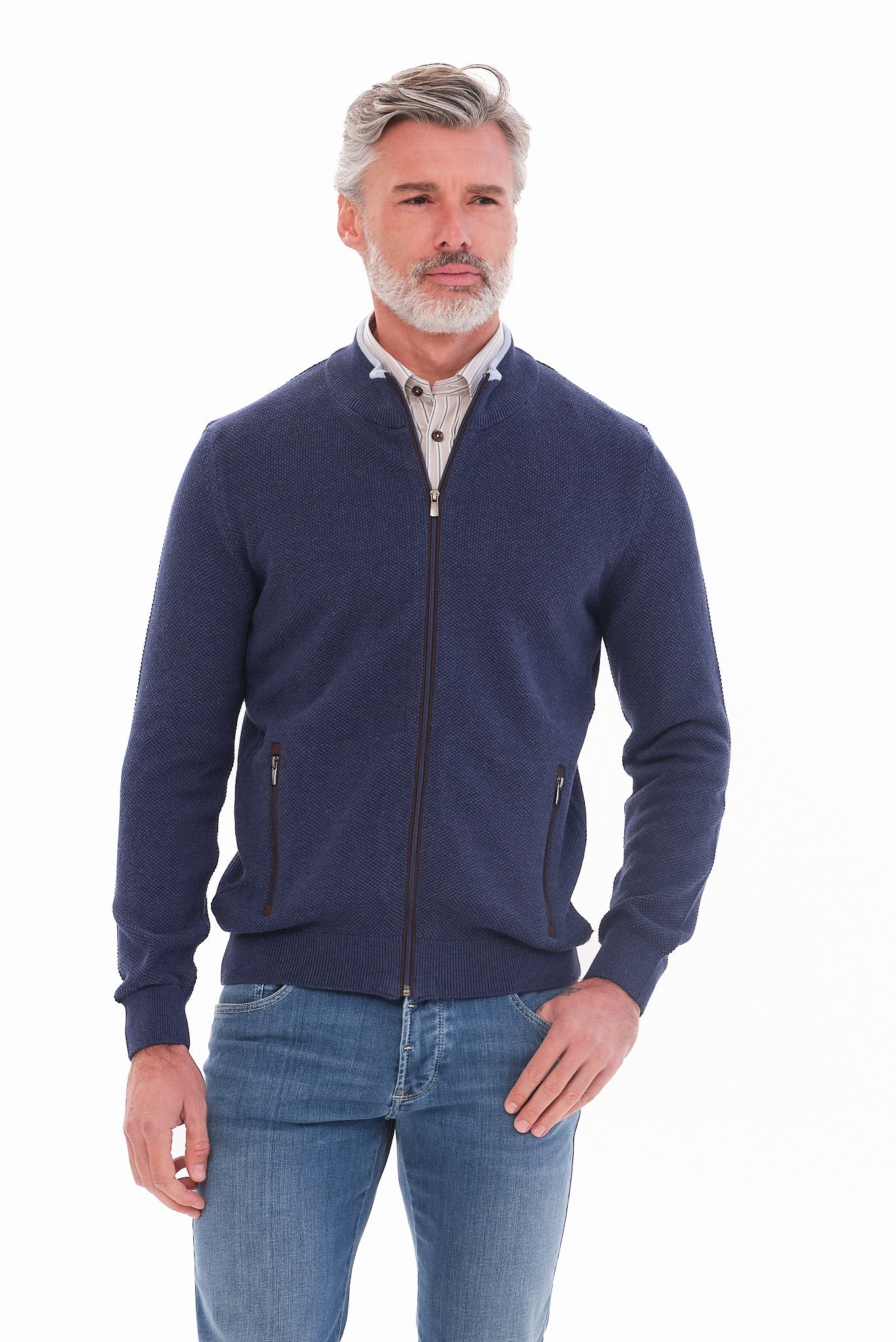 ΑΝΔΡΙΚΗ ΜΠΛΕ ΖΑΚΕΤΑ CARDIGAN PORTOBELLO'S REGULAR FIT ΜΕ ΜΙΚΡΟΣΧΕΔΙΟ