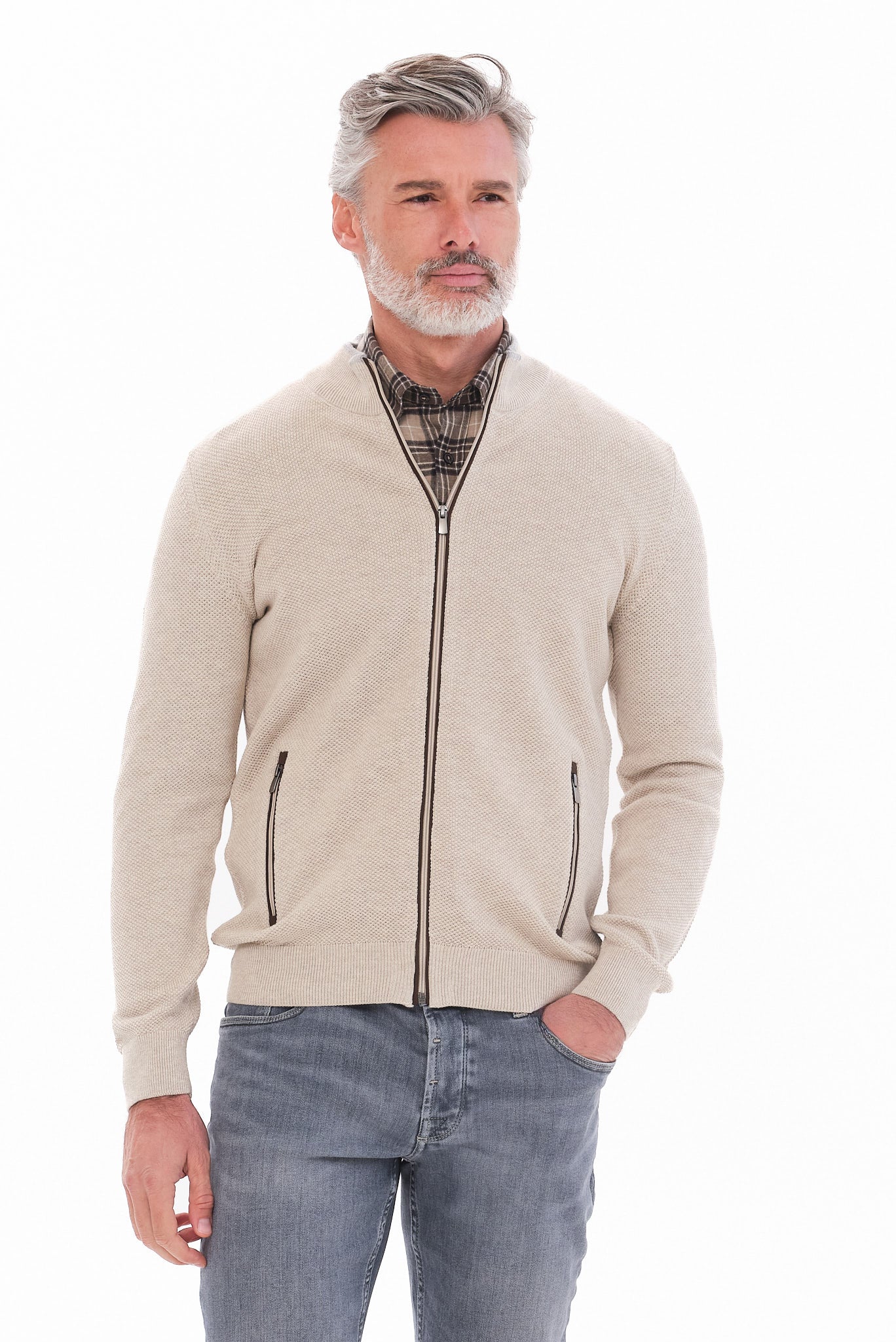 ΑΝΔΡΙΚΗ ΜΠΕΖ ΣΚΟΥΡΟ ΖΑΚΕΤΑ CARDIGAN PORTOBELLO'S REGULAR FIT ΜΕ ΜΙΚΡΟΣΧΕΔΙΟ