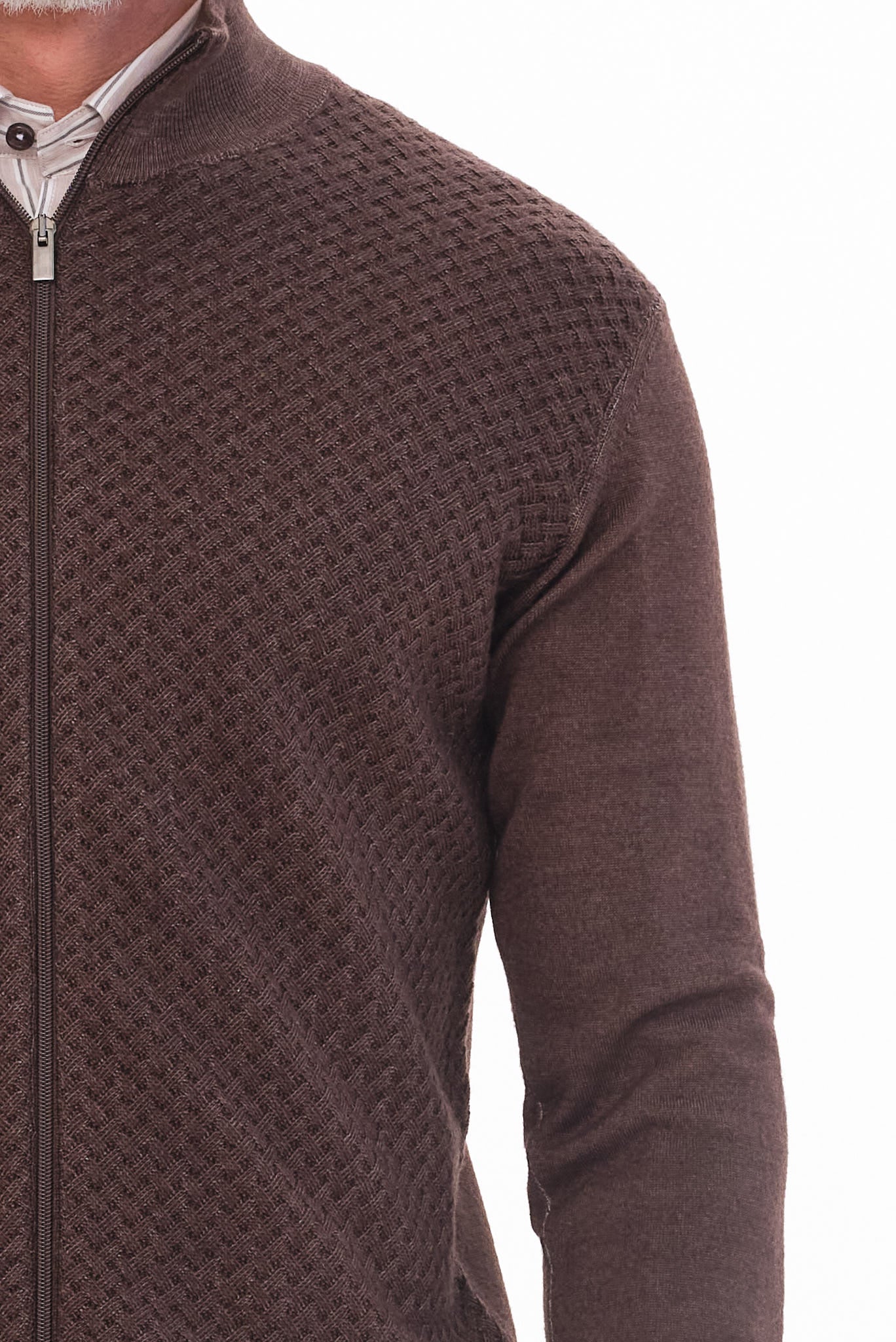 ΑΝΔΡΙΚΗ ΚΑΦΕ ΜΑΛΛΙΝΗ ΖΑΚΕΤΑ CARDIGAN ΜΕ ΜΙΚΡΟΣΧΕΔΙΟ REGULAR FIT