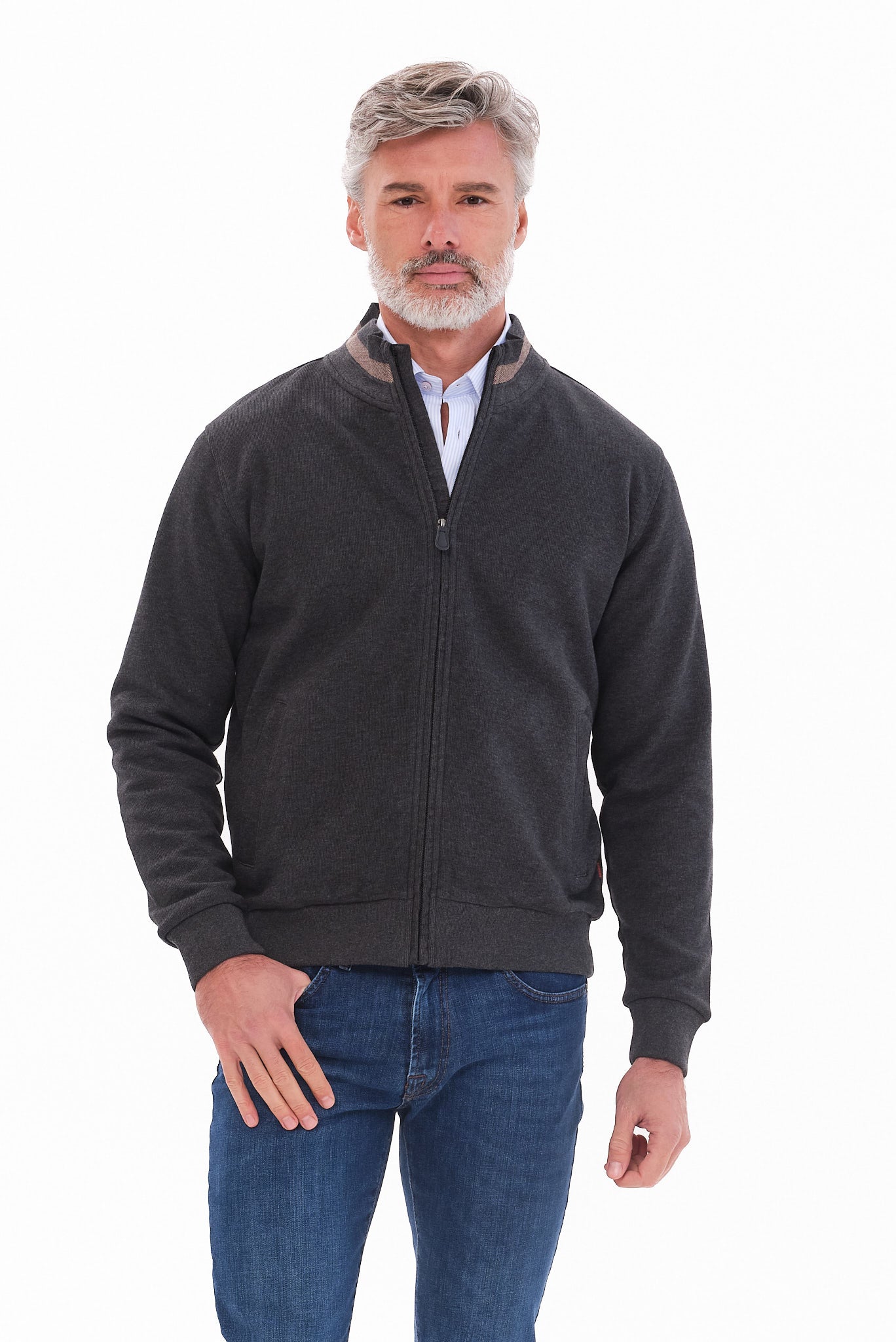 ΑΝΔΡΙΚΗ ΖΑΚΕΤΑ CARDIGAN PORTOBELLO'S ΣΤΟ ΧΡΩΜΑ ΤΟΥ ΓΡΑΦΙΤΗ REGULAR FIT