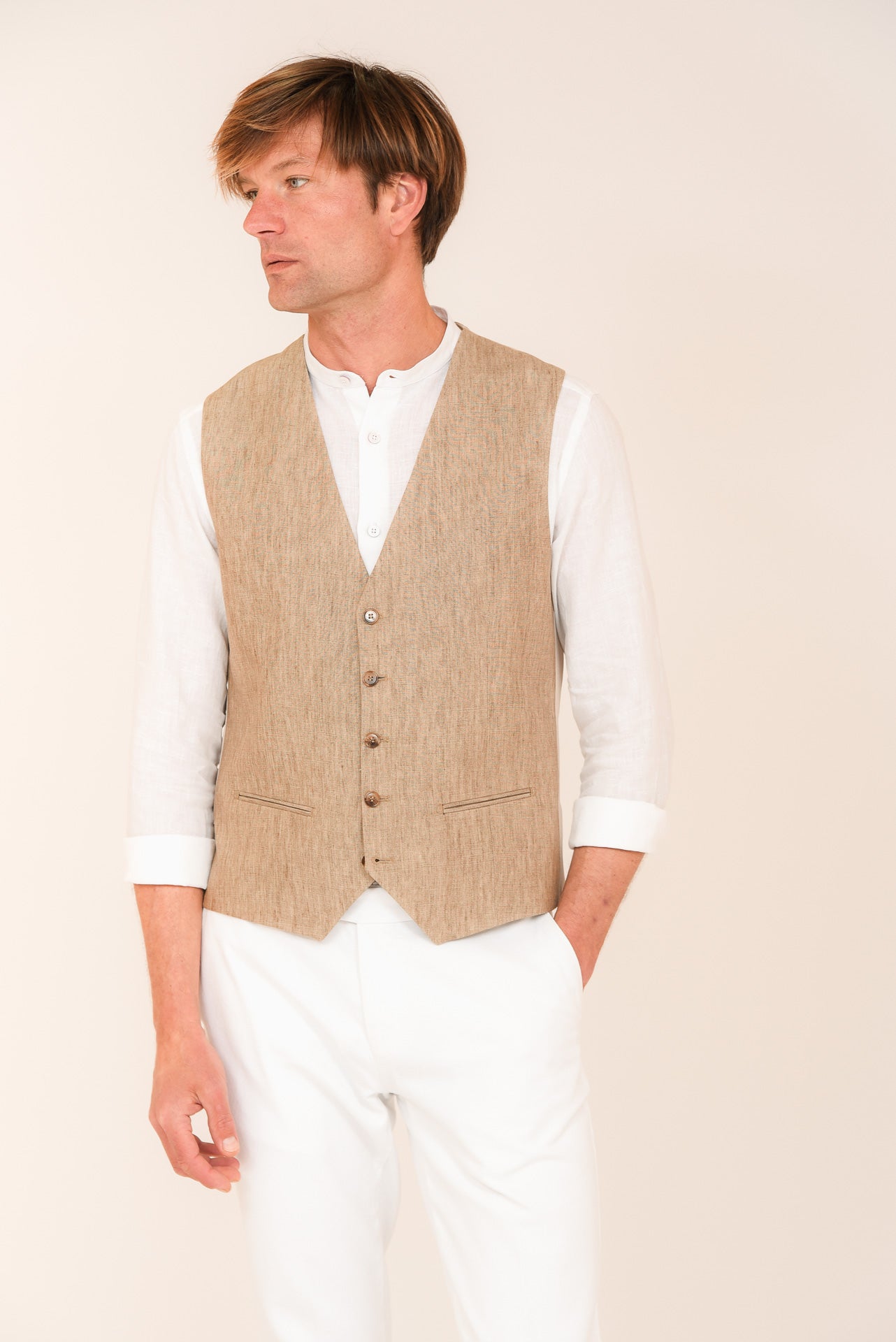 ΑΝΔΡΙΚΟ ΓΙΛΕΚΟ PORTOBELLO'S ΜΠΕΖ ΣΚΟΥΡΟ ΜΕ ΜΙΚΡΟΣΧΕΔΙΟ ΚΑΙ ΥΦΑΣΜΑ LEOMASTER