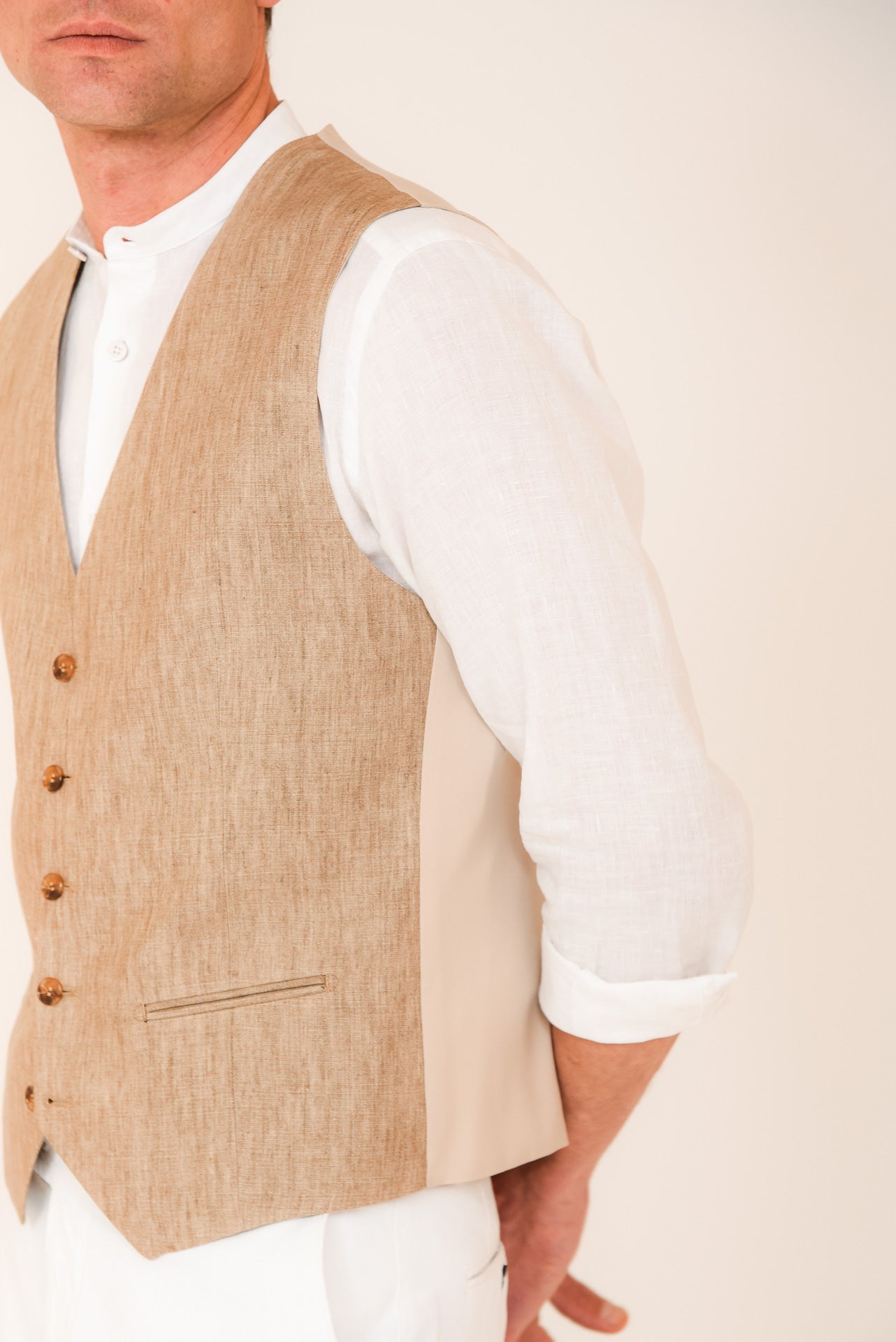 ΑΝΔΡΙΚΟ ΓΙΛΕΚΟ PORTOBELLO'S ΜΠΕΖ ΣΚΟΥΡΟ ΜΕ ΜΙΚΡΟΣΧΕΔΙΟ ΚΑΙ ΥΦΑΣΜΑ LEOMASTER