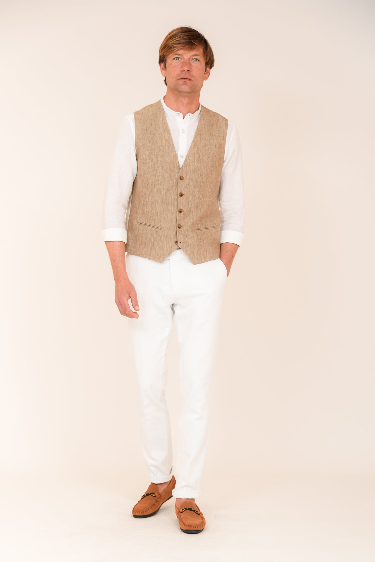 ΑΝΔΡΙΚΟ ΓΙΛΕΚΟ PORTOBELLO'S ΜΠΕΖ ΣΚΟΥΡΟ ΜΕ ΜΙΚΡΟΣΧΕΔΙΟ ΚΑΙ ΥΦΑΣΜΑ LEOMASTER