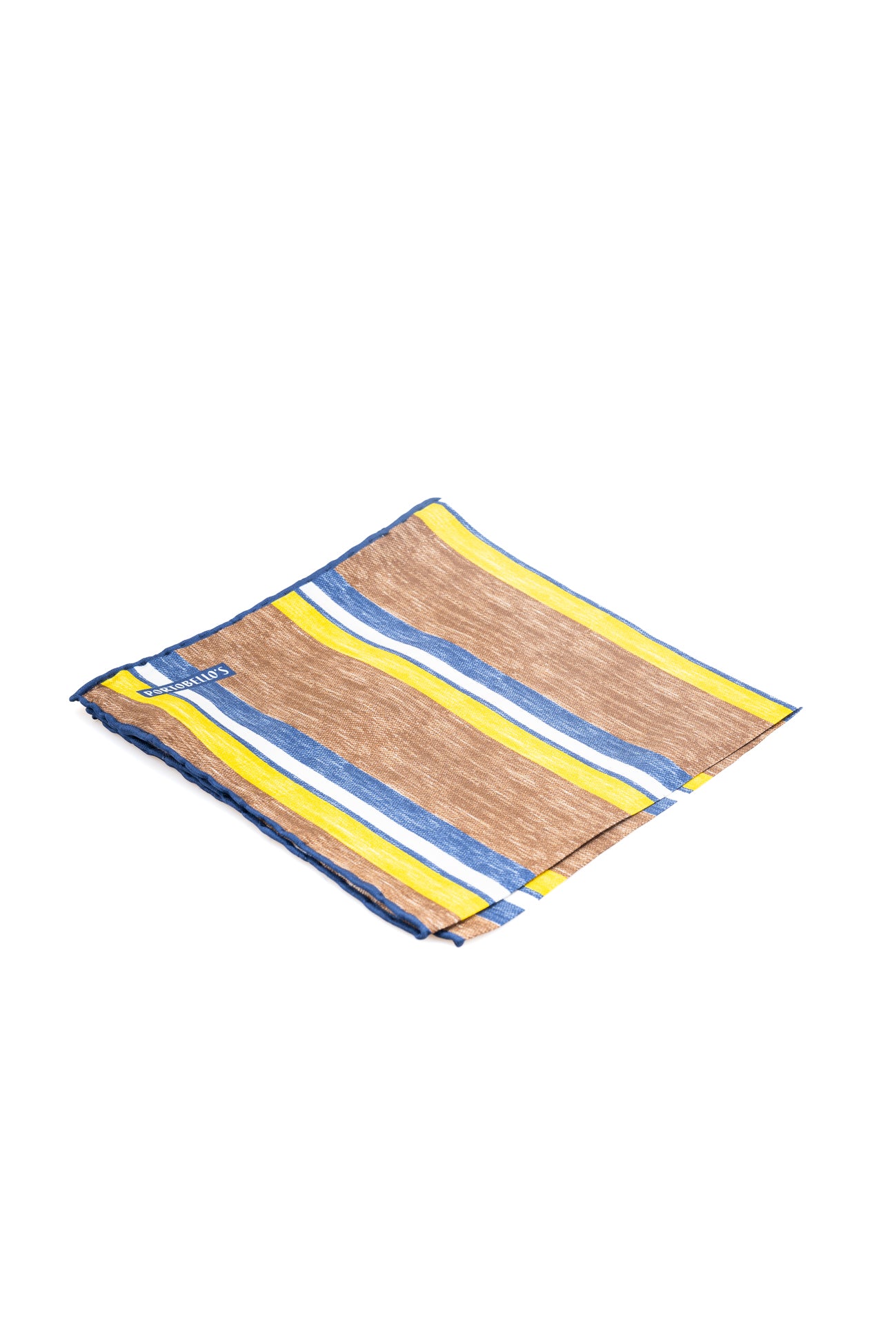 ΑΝΔΡΙΚΟ ΜΑΝΤΗΛΙ ΠΟΣΕΤ PORTOBELLO'S ΚΙΤΡΙΝΟ με καφέ μπλε & λευκές ρίγες
