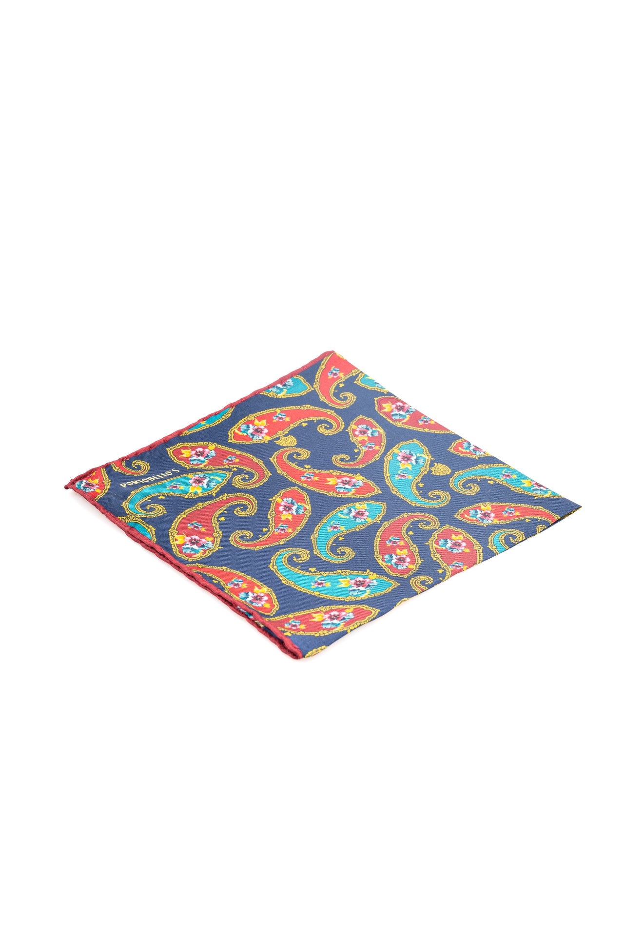 ΑΝΔΡΙΚΟ ΜΑΝΤΗΛΙ ΠΟΣΕΤ PORTOBELLO'S ΜΠΛΕ-ΚΟΚΚΙΝΟ με χρωματιστά μεγάλα λαχούρια