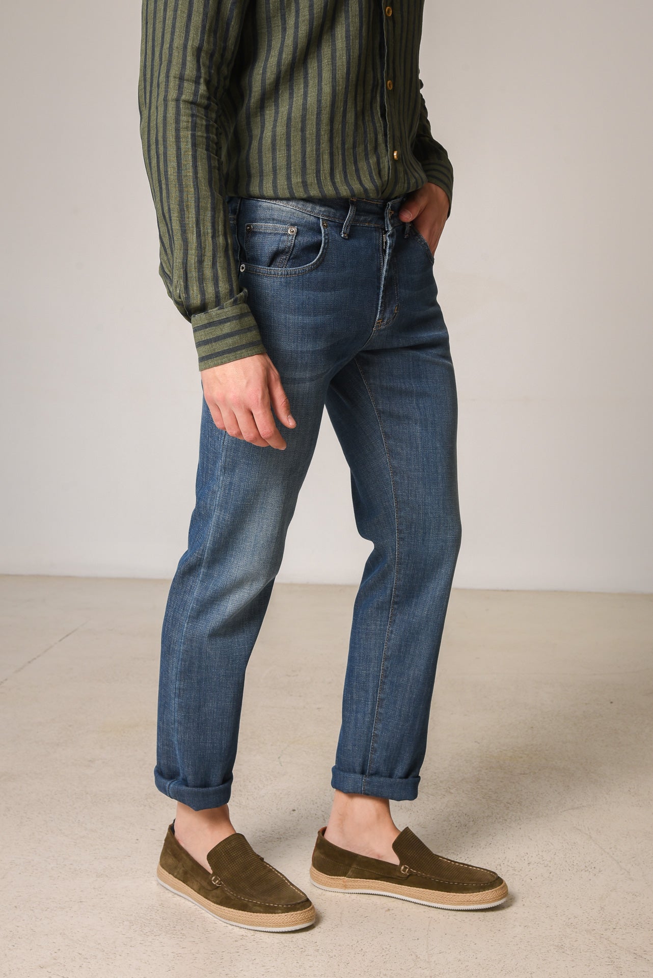 ΑΝΔΡΙΚΟ JEAN PORTOBELLO'S ΣΕ ΜΠΛΕ ΑΠΟΧΡΩΣΗ ΜΕ ΞΕΒΑΜΜΑ REGULAR FIT