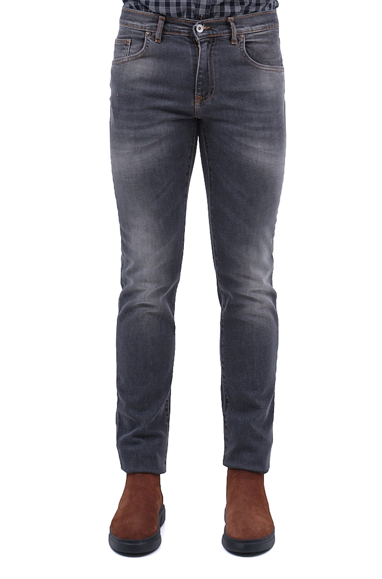 ΑΝΔΡΙΚΟ JEAN PORTOBELLO'S ΣΕ ΓΚΡΙ ΧΡΩΜΑ ΜΕ ΤΕΧΝΗΤΗ ΦΘΟΡΑ SLIM FIT