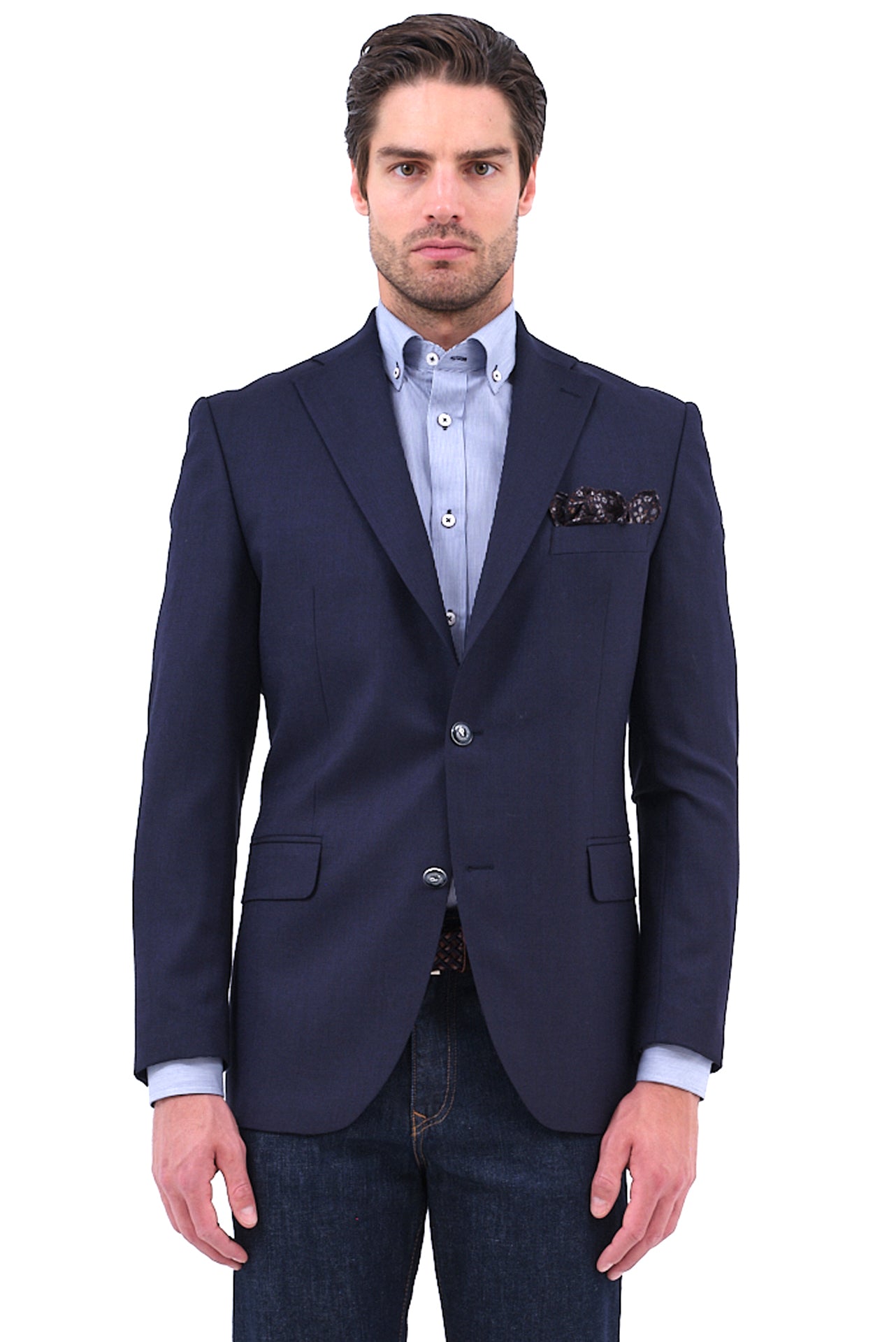 ΑΝΔΡΙΚΟ ΣΑΚΑΚΙ PORTOBELLO'S BLAZER ΣΕ ΜΠΛΕ ΣΚΟΥΡΟ ΧΡΩΜΑ ΜΕ ΥΦΑΣΜΑ MARLANE