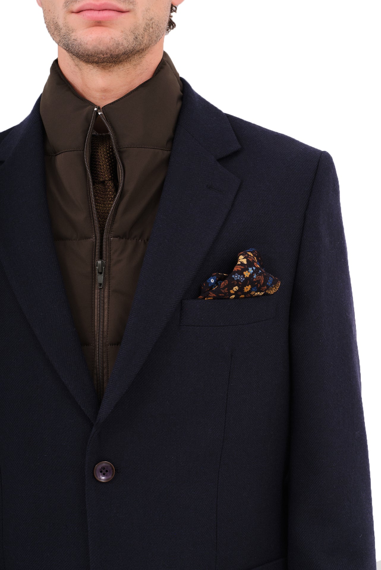 ΑΝΔΡΙΚΟ ΜΠΛΕ ΣΑΚΑΚΙ PORTOBELLO'S ΜΕ ΚΑΦΕ ΑΠΟΣΠΩΜΕΝΗ ΜΟΣΤΡΑ REGULAR FIT