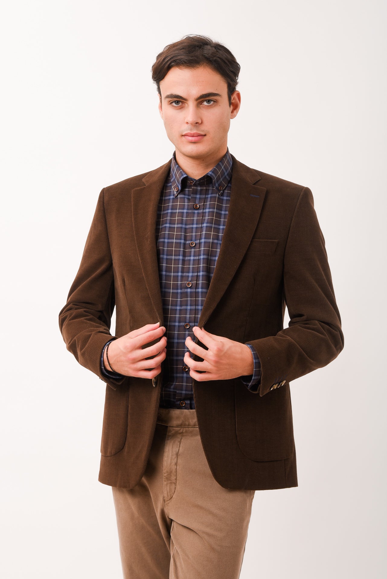 ΑΝΔΡΙΚΟ ΣΑΚΑΚΙ ΚΟΤΛΕ PORTOBELLO'S ΚΑΦΕ ΧΡΩΜΑ ΜΕ ΜΠΛΕ ΛΕΠΤΟΜΕΡΕΙΕΣ