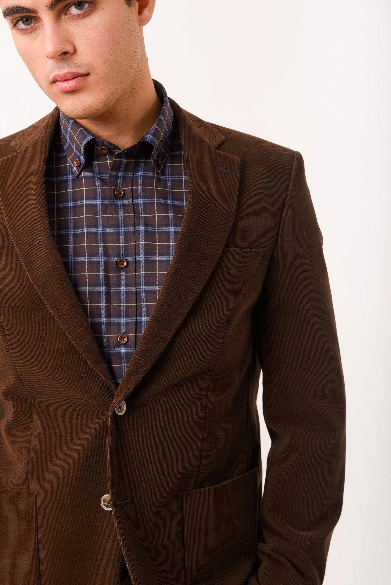 ΑΝΔΡΙΚΟ ΣΑΚΑΚΙ ΚΟΤΛΕ PORTOBELLO'S ΚΑΦΕ ΧΡΩΜΑ ΜΕ ΜΠΛΕ ΛΕΠΤΟΜΕΡΕΙΕΣ