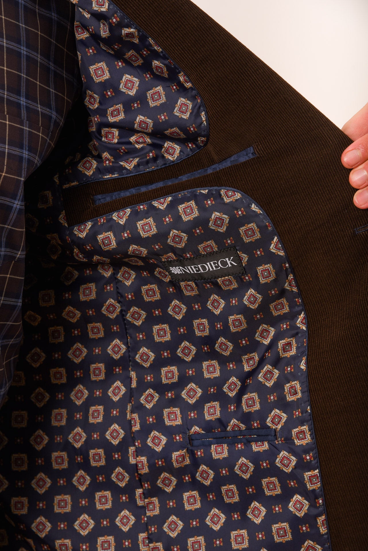 ΑΝΔΡΙΚΟ ΣΑΚΑΚΙ ΚΟΤΛΕ PORTOBELLO'S ΚΑΦΕ ΧΡΩΜΑ ΜΕ ΜΠΛΕ ΛΕΠΤΟΜΕΡΕΙΕΣ