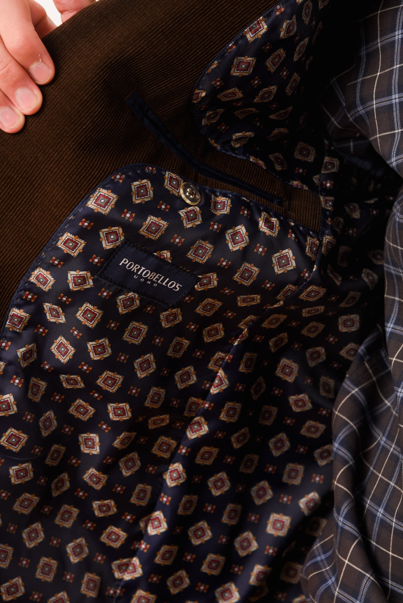 ΑΝΔΡΙΚΟ ΣΑΚΑΚΙ ΚΟΤΛΕ PORTOBELLO'S ΚΑΦΕ ΧΡΩΜΑ ΜΕ ΜΠΛΕ ΛΕΠΤΟΜΕΡΕΙΕΣ