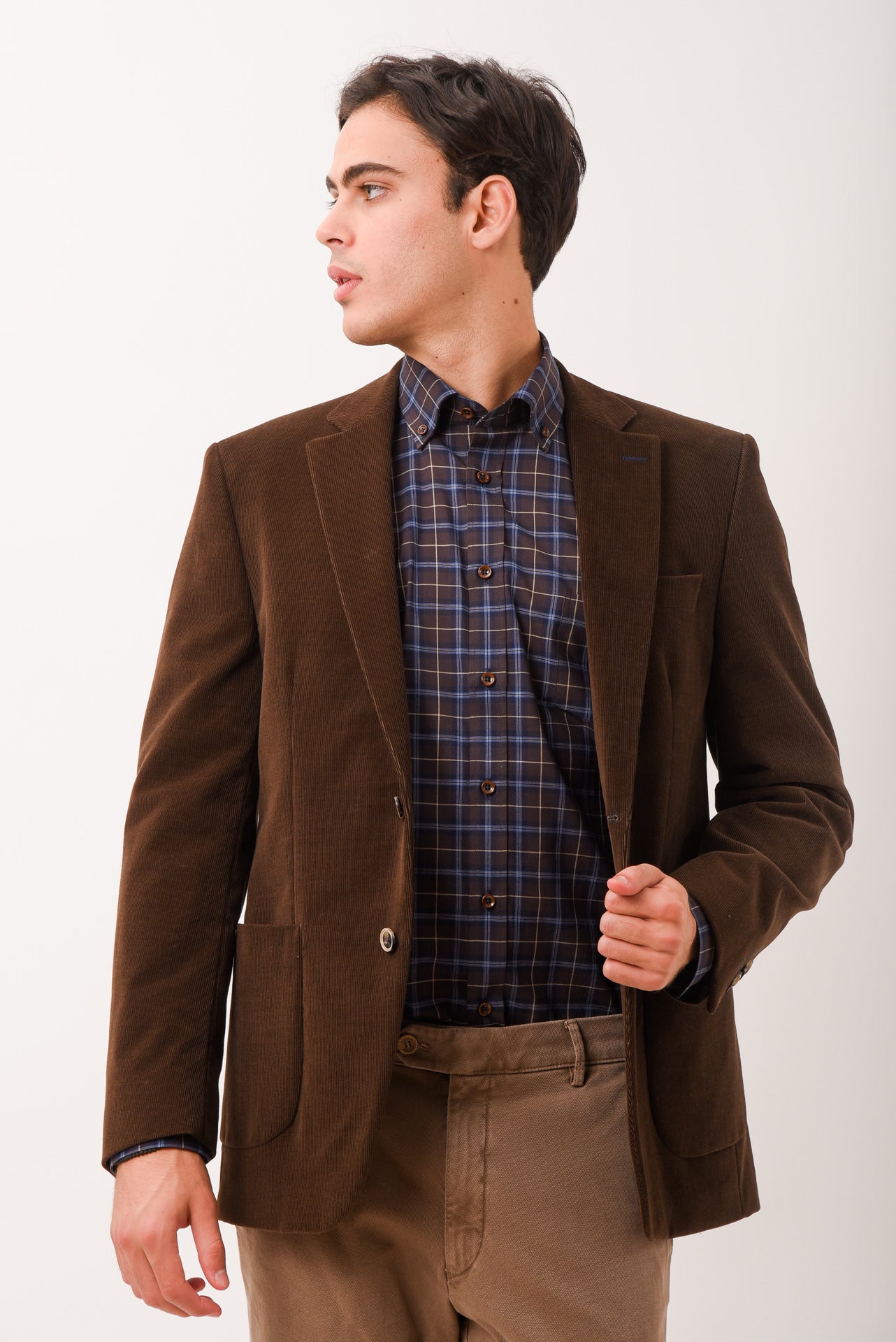 ΑΝΔΡΙΚΟ ΣΑΚΑΚΙ ΚΟΤΛΕ PORTOBELLO'S ΚΑΦΕ ΧΡΩΜΑ ΜΕ ΜΠΛΕ ΛΕΠΤΟΜΕΡΕΙΕΣ