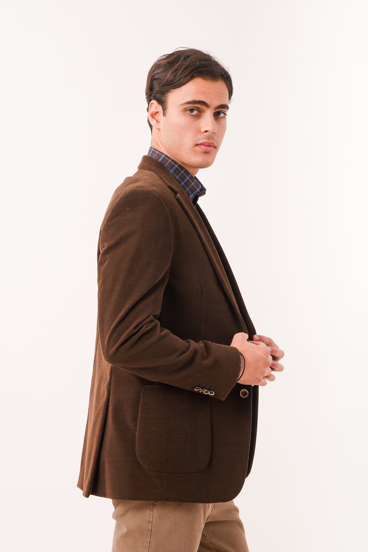 ΑΝΔΡΙΚΟ ΣΑΚΑΚΙ ΚΟΤΛΕ PORTOBELLO'S ΚΑΦΕ ΧΡΩΜΑ ΜΕ ΜΠΛΕ ΛΕΠΤΟΜΕΡΕΙΕΣ