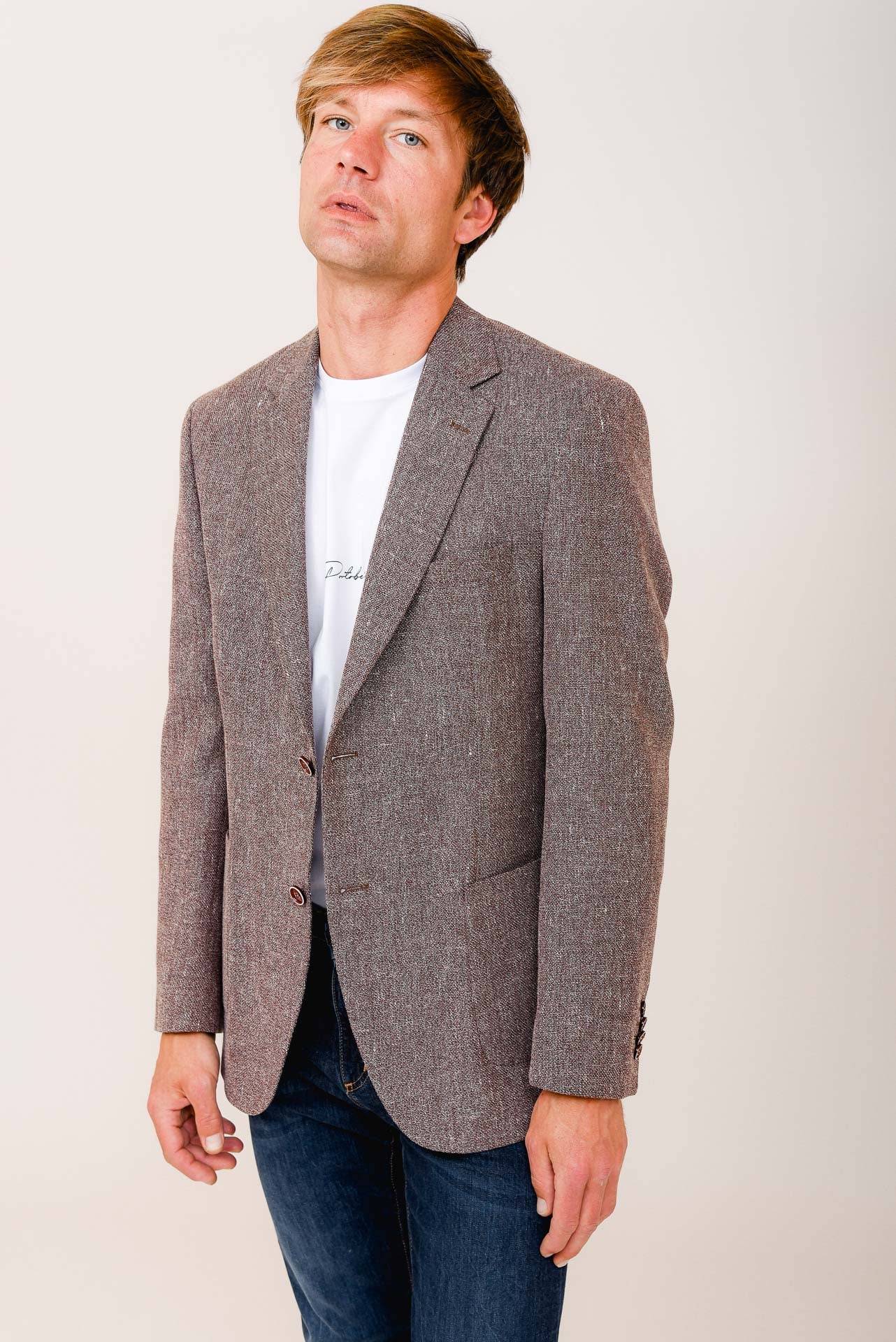 ΑΝΔΡΙΚΟ ΣΑΚΑΚΙ PORTOBELLO'S ΜΟΝΟΠΕΤΟ ΔΙΚΟΥΜΠΟ ΜΠΟΡΝΤΟ ΧΡΩΜΑ ΥΦΑΣΜΑ MARZOTTO REGULAR FIT